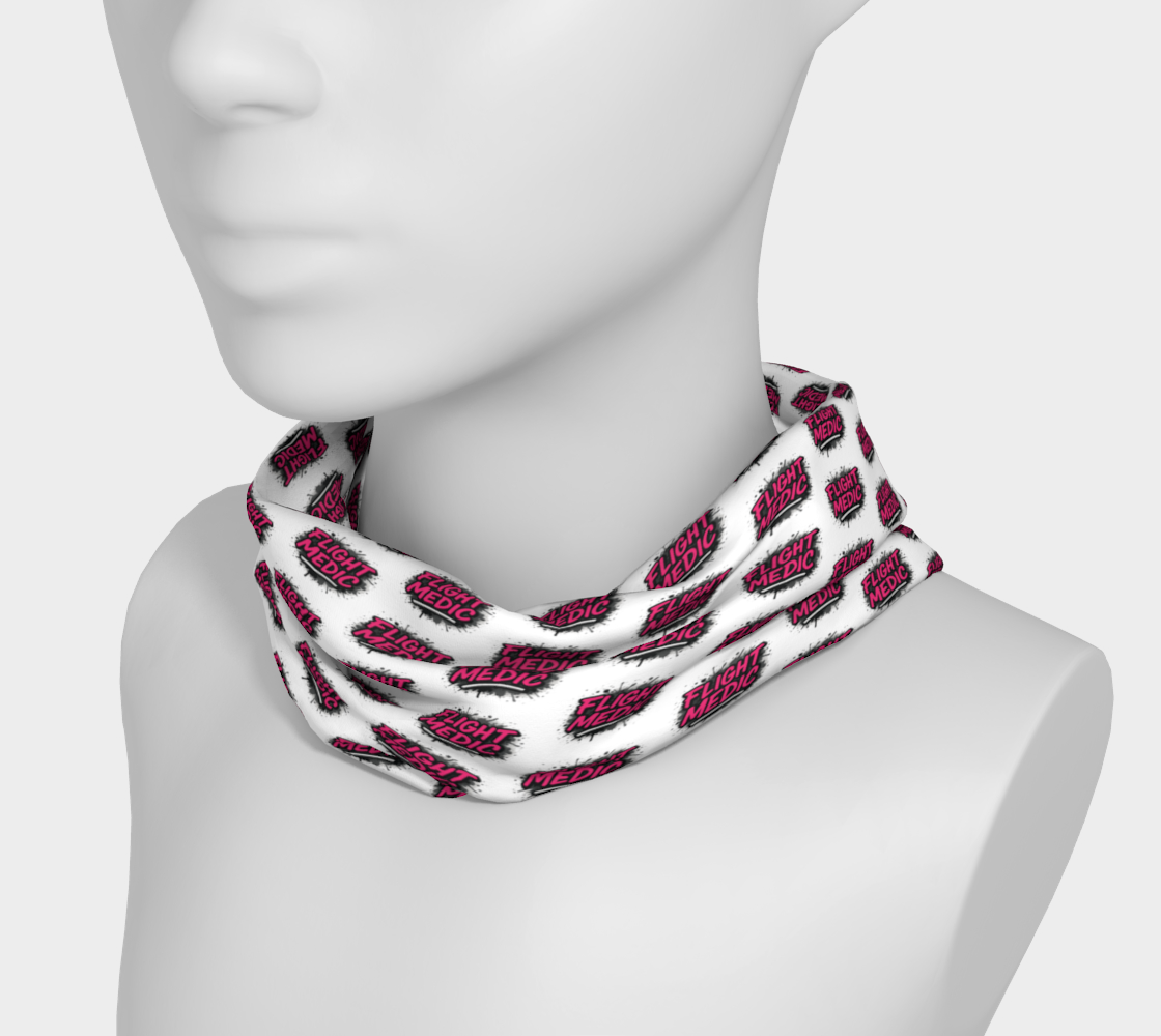 Neck gaiter with 'Flight Medic' pattern on a white background