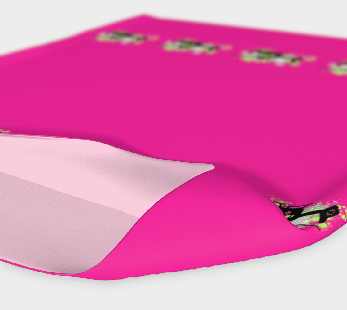 Pink headband with a helicopter and paint splatter design on a white background