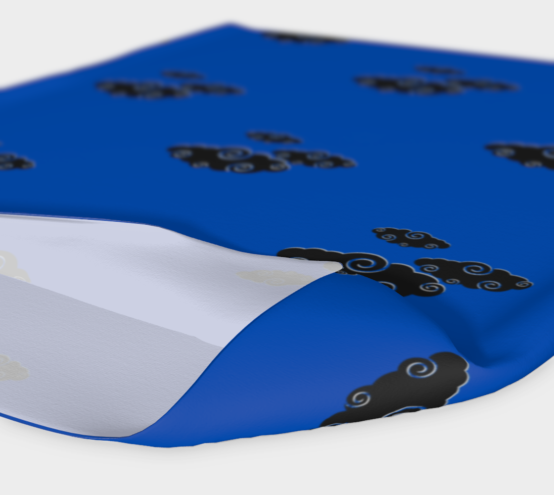 Royal blue headband with black cloud design on a white background.
