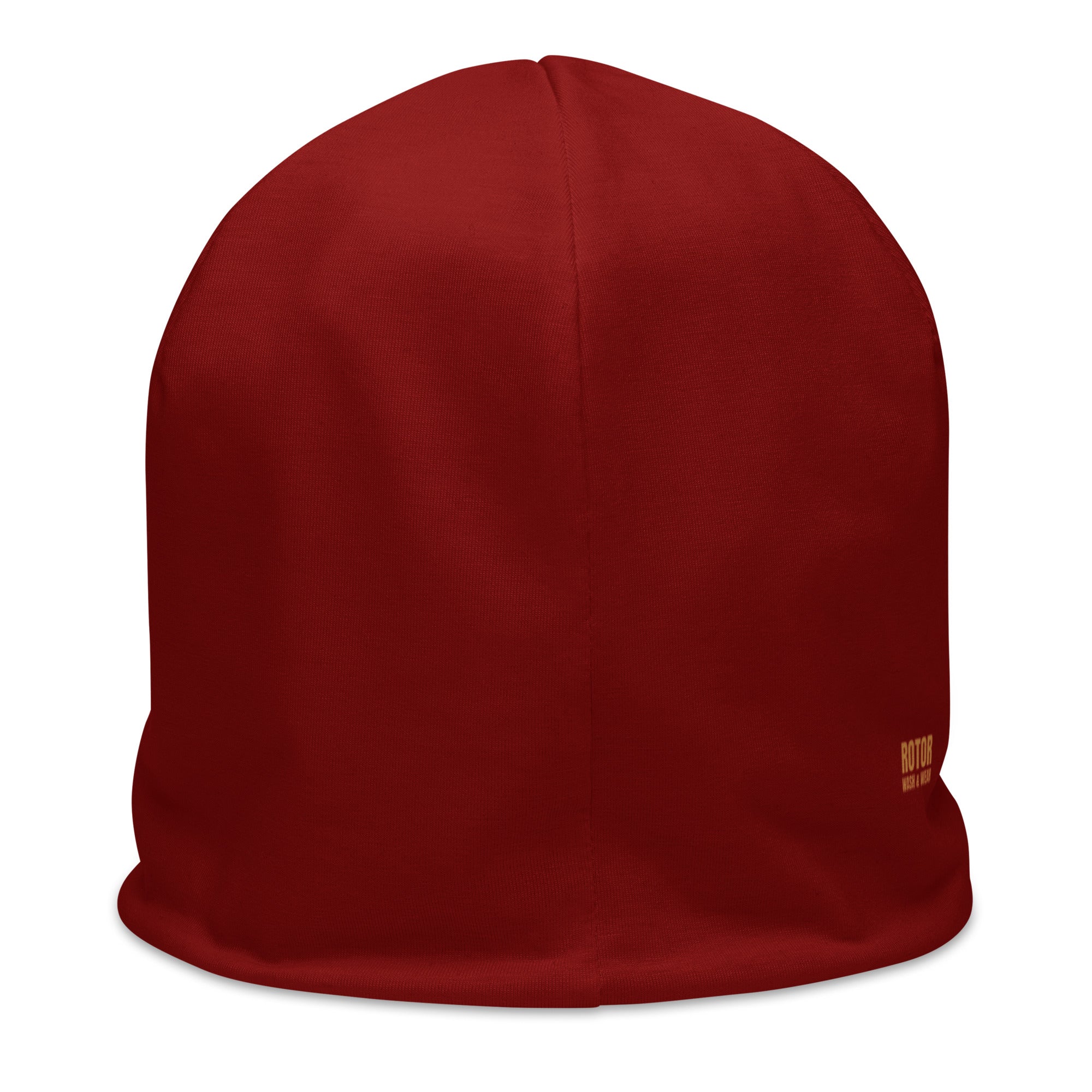 Dark red beanie with American traditional style caduceus by Rotor Wash & Wear