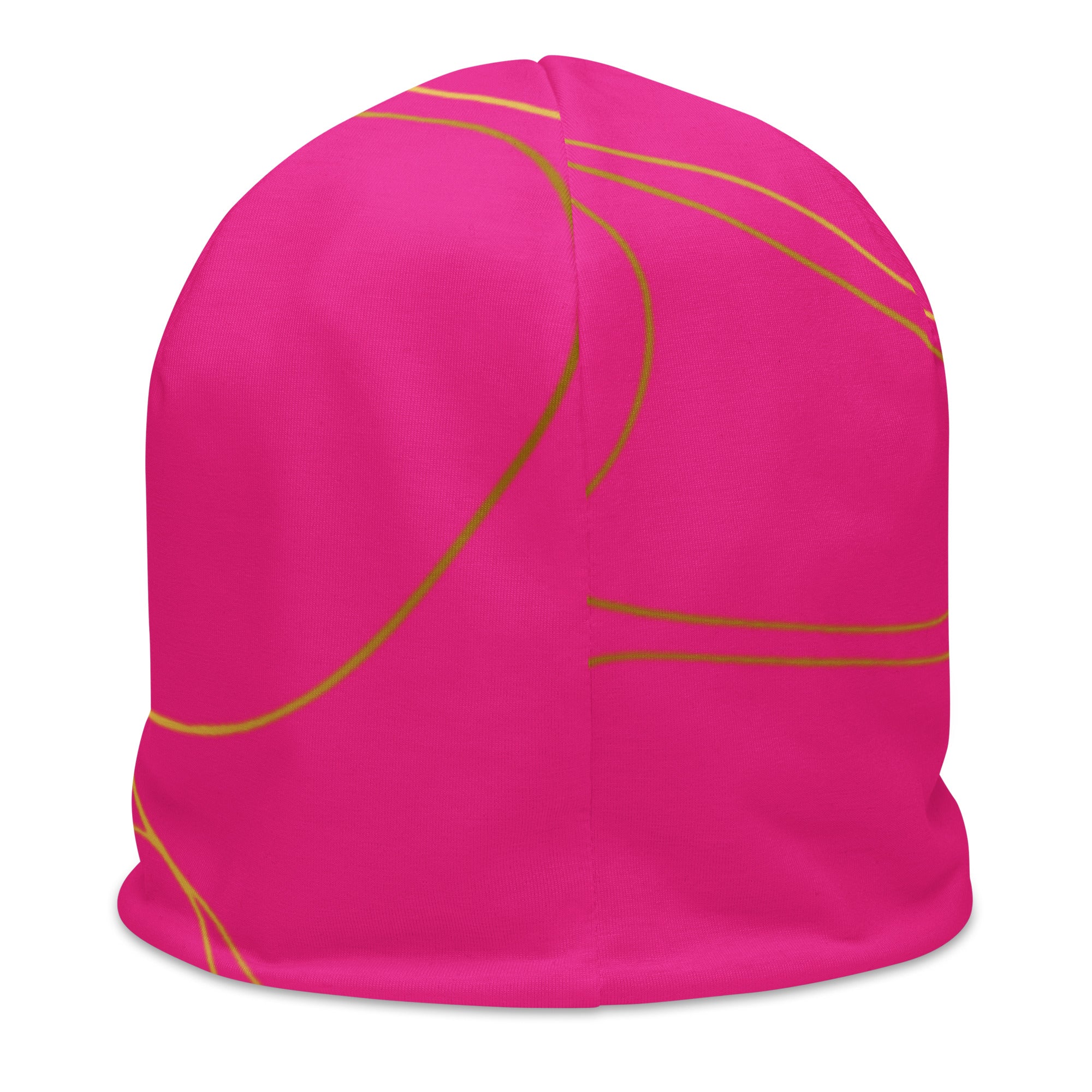 Hot pink beanie with gold marble pattern by Rotor Wash & Wear