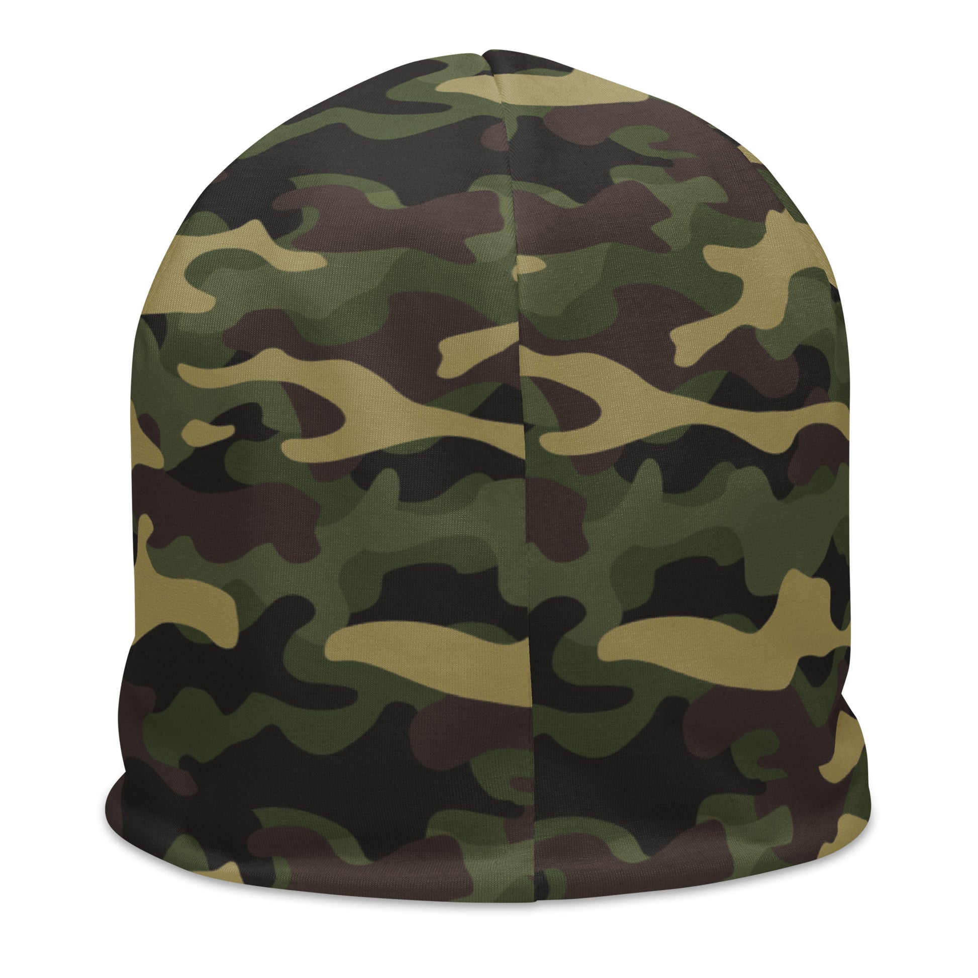 Camouflage beanie with Air Evac Lifeteam logo on a white background