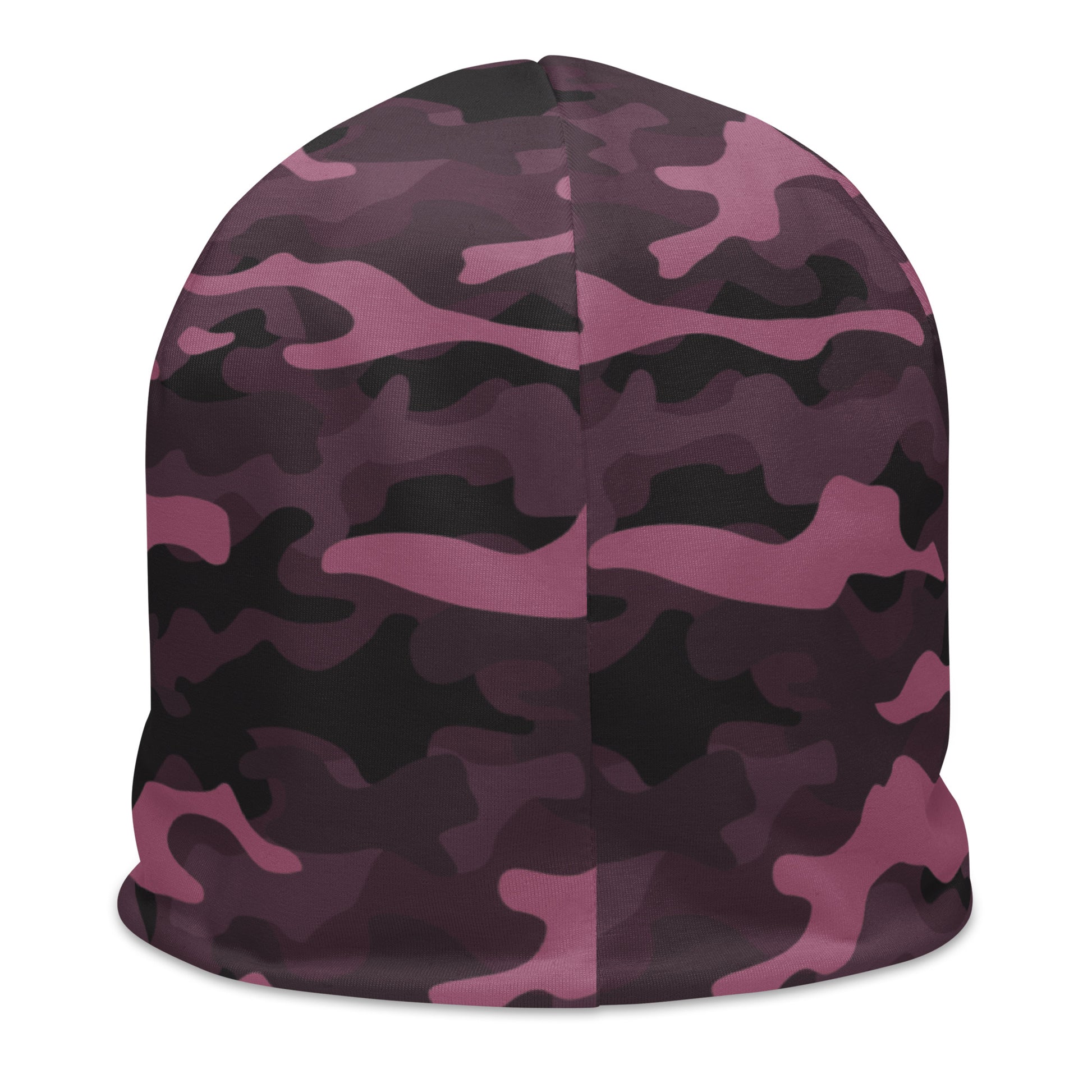 Pink camouflage beanie with Air Evac Lifeteam logo on a white background