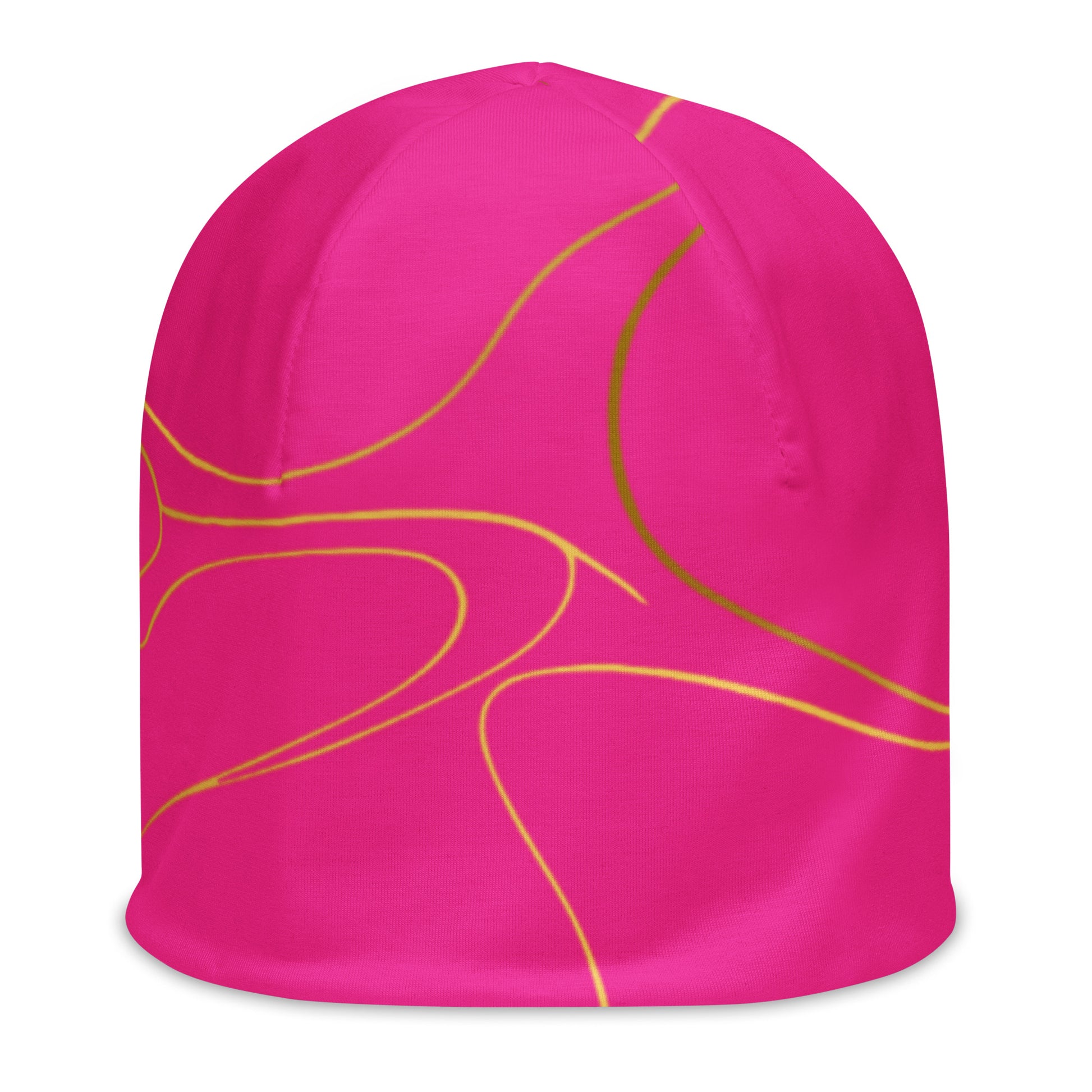 Hot pink beanie with gold marble pattern by Rotor Wash & Wear