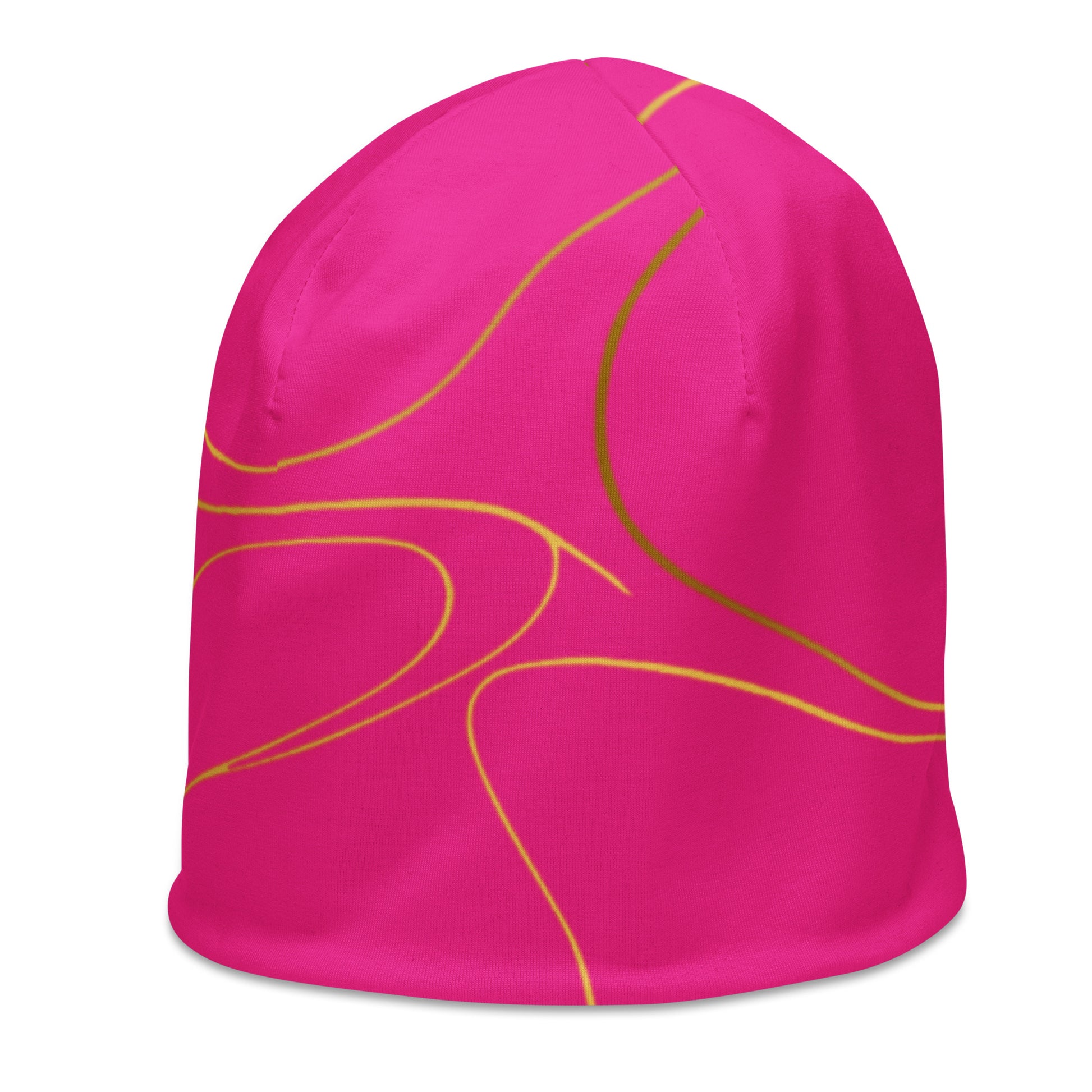 Hot pink beanie with gold marble pattern by Rotor Wash & Wear