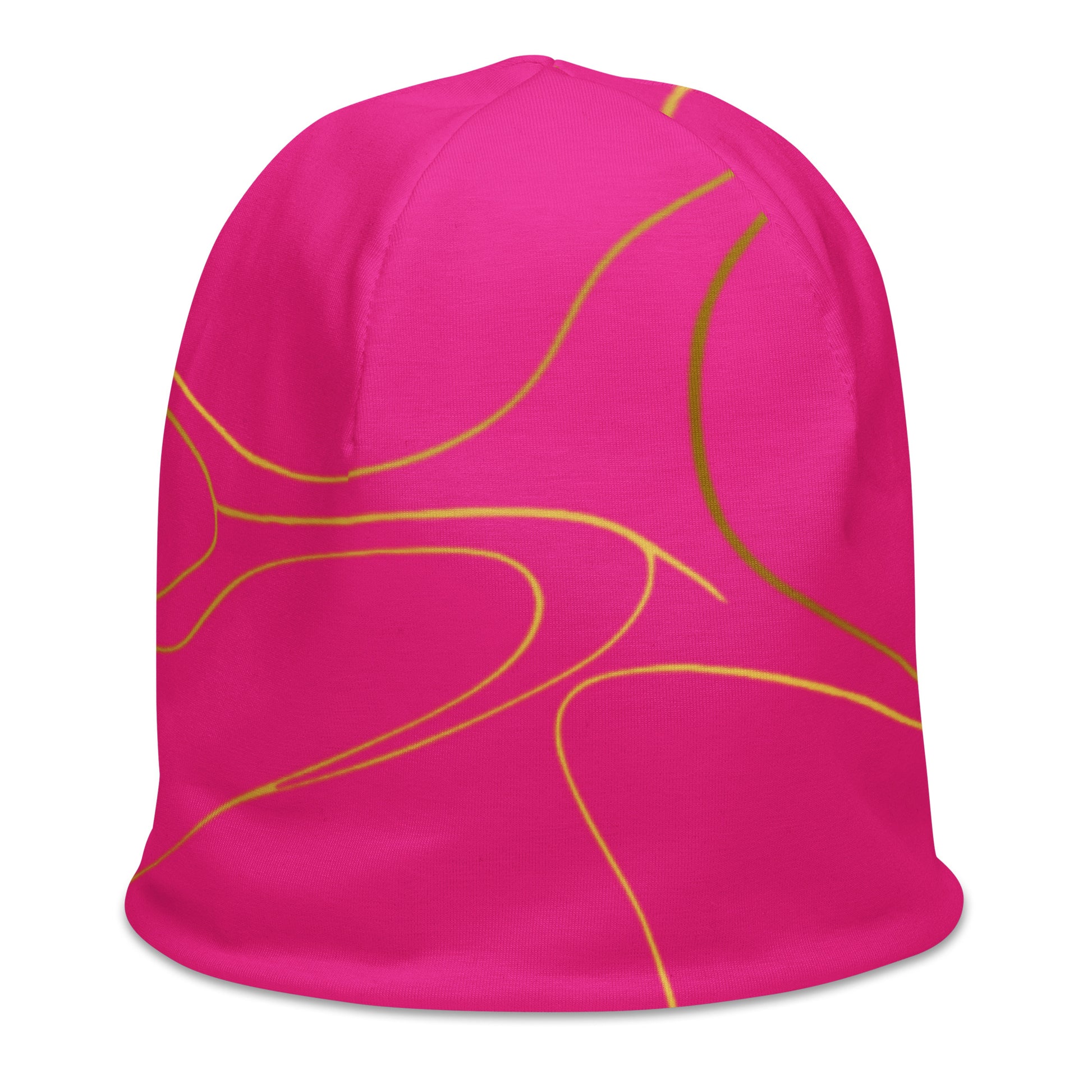 Hot pink beanie with gold marble pattern by Rotor Wash & Wear