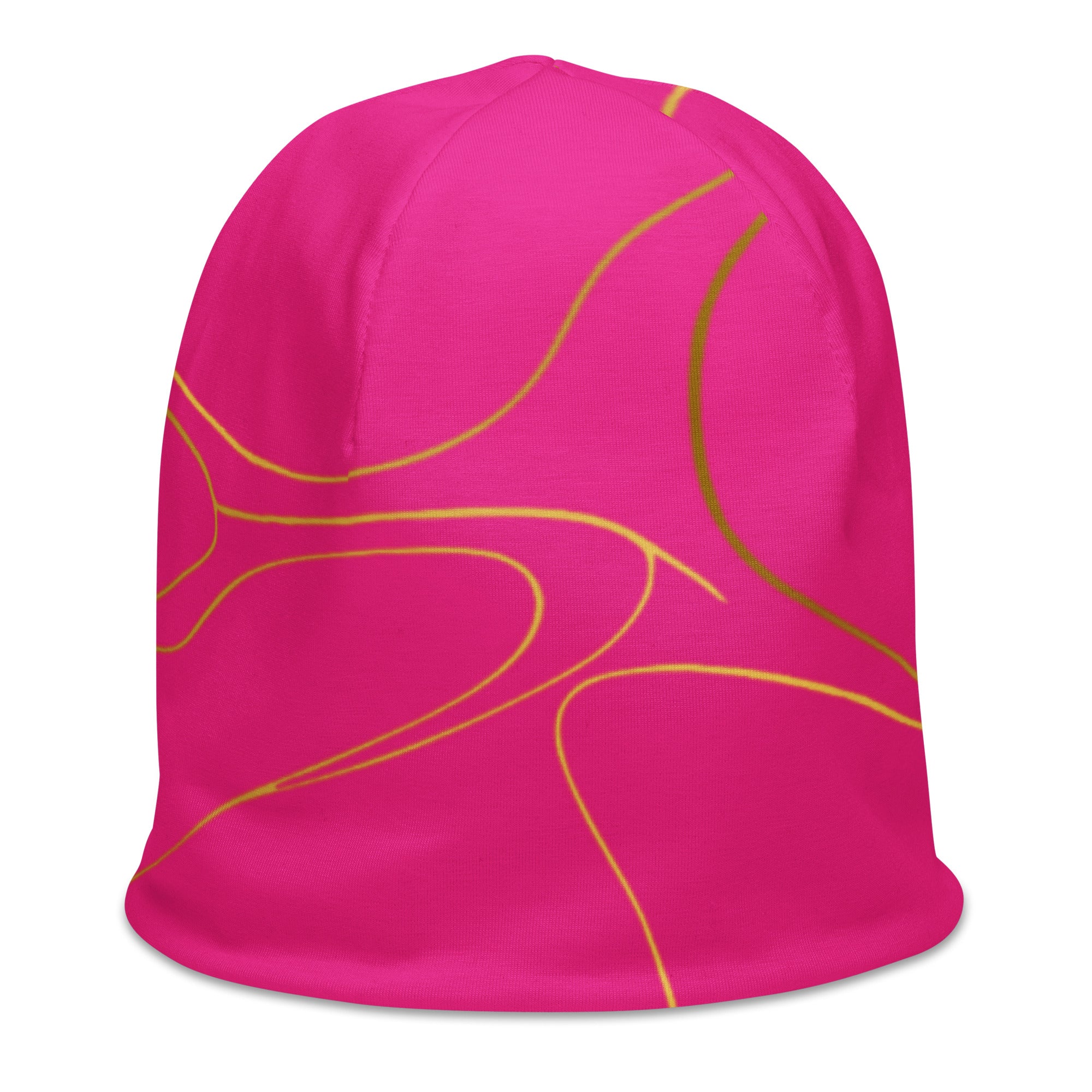 Hot pink beanie with gold marble pattern by Rotor Wash & Wear