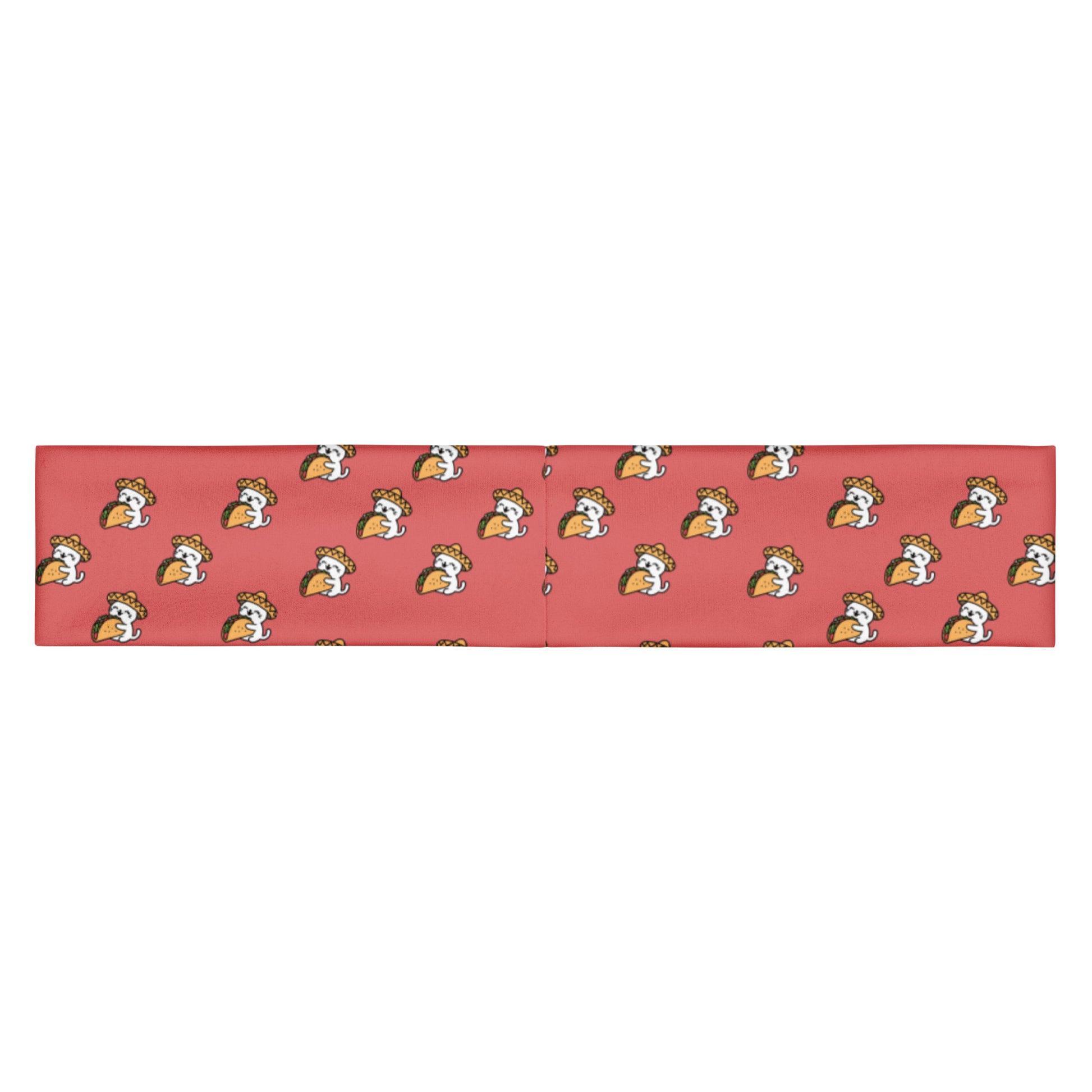 Peach headband with funny taco cat pattern by Rotor Wash & Wear