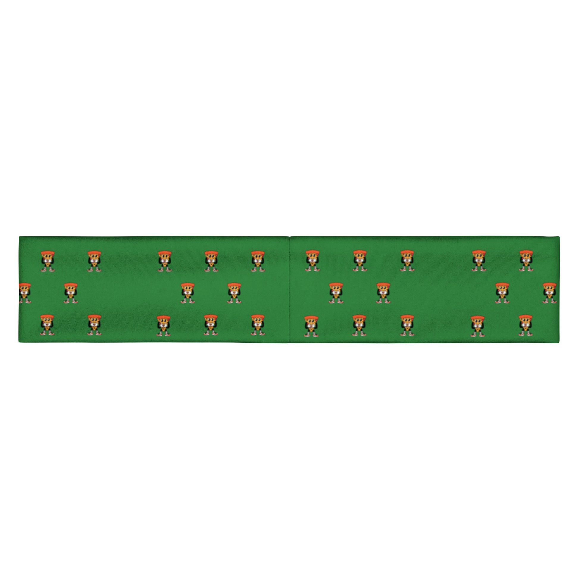 Green headband with cartoon pizza guy pattern by Rotor Wash & Wear
