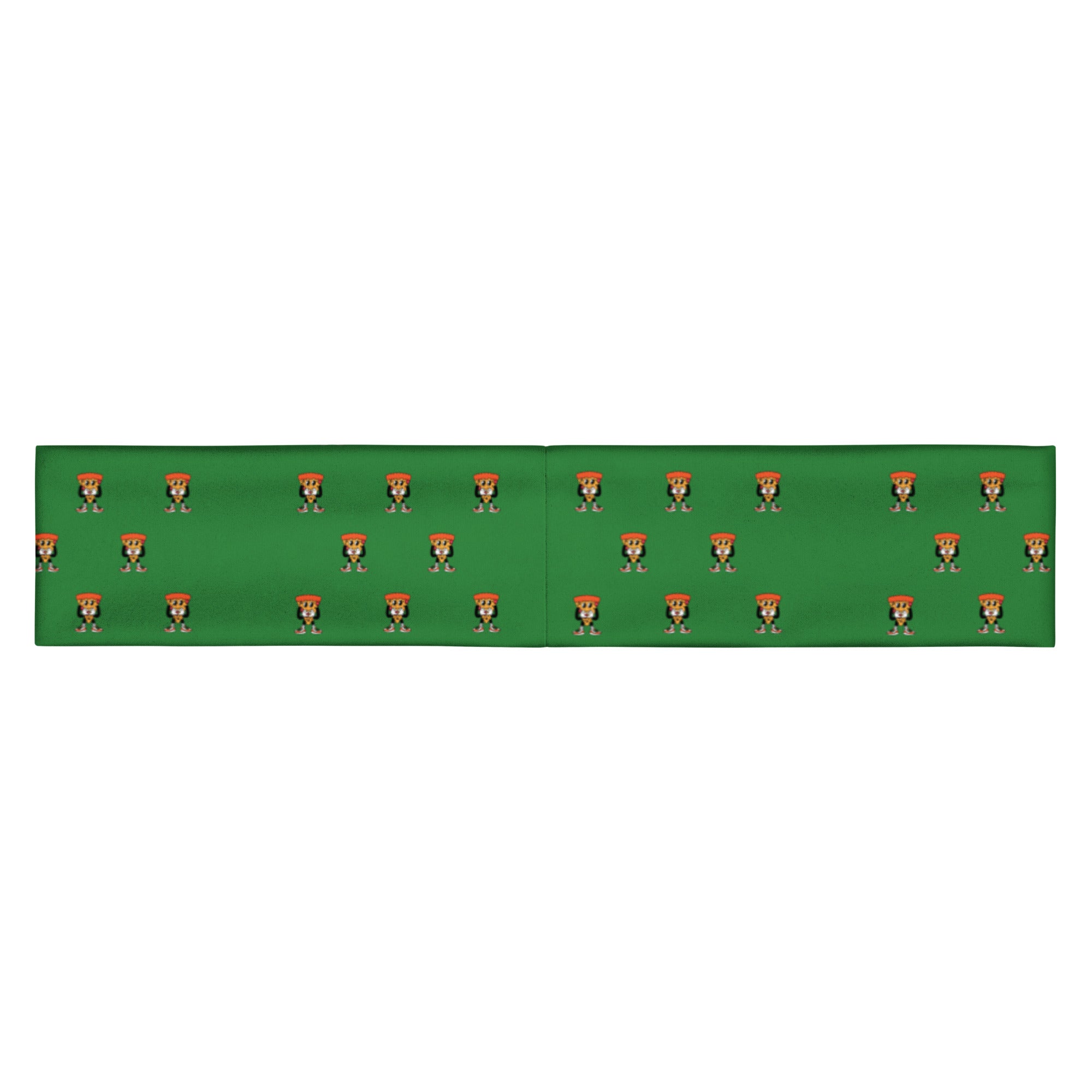 Green headband with cartoon pizza guy pattern by Rotor Wash & Wear