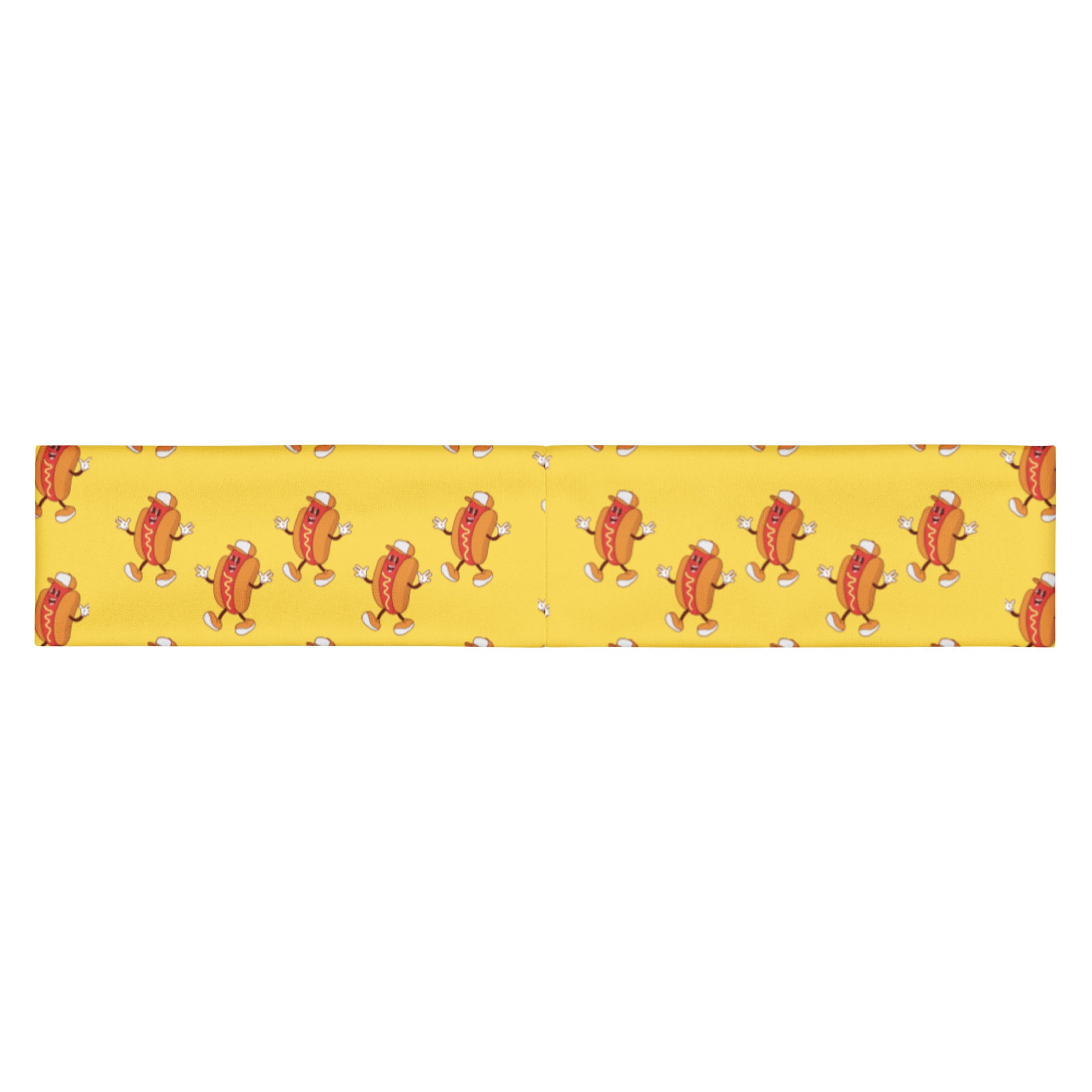 Yellow headband with funny hotdog cartoon pattern by Rotor Wash & Wear