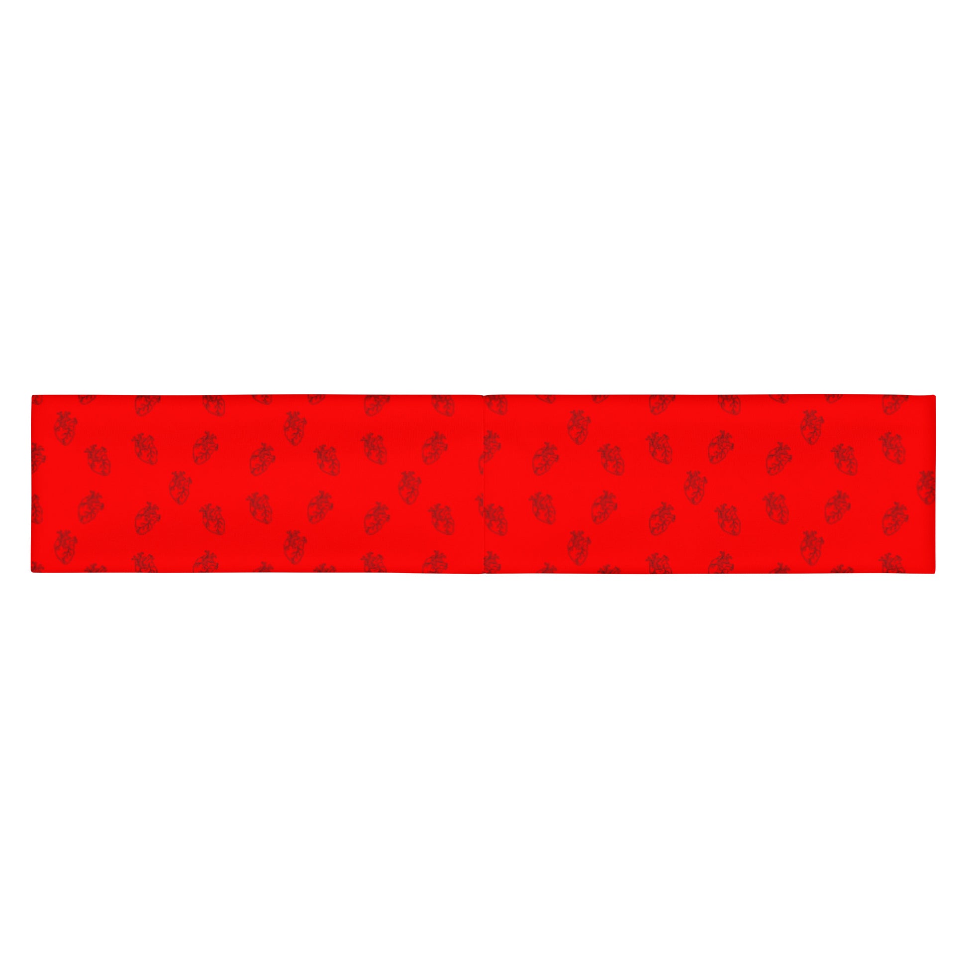 Red headband with black anatomical heart pattern by Rotor Wash & Wear