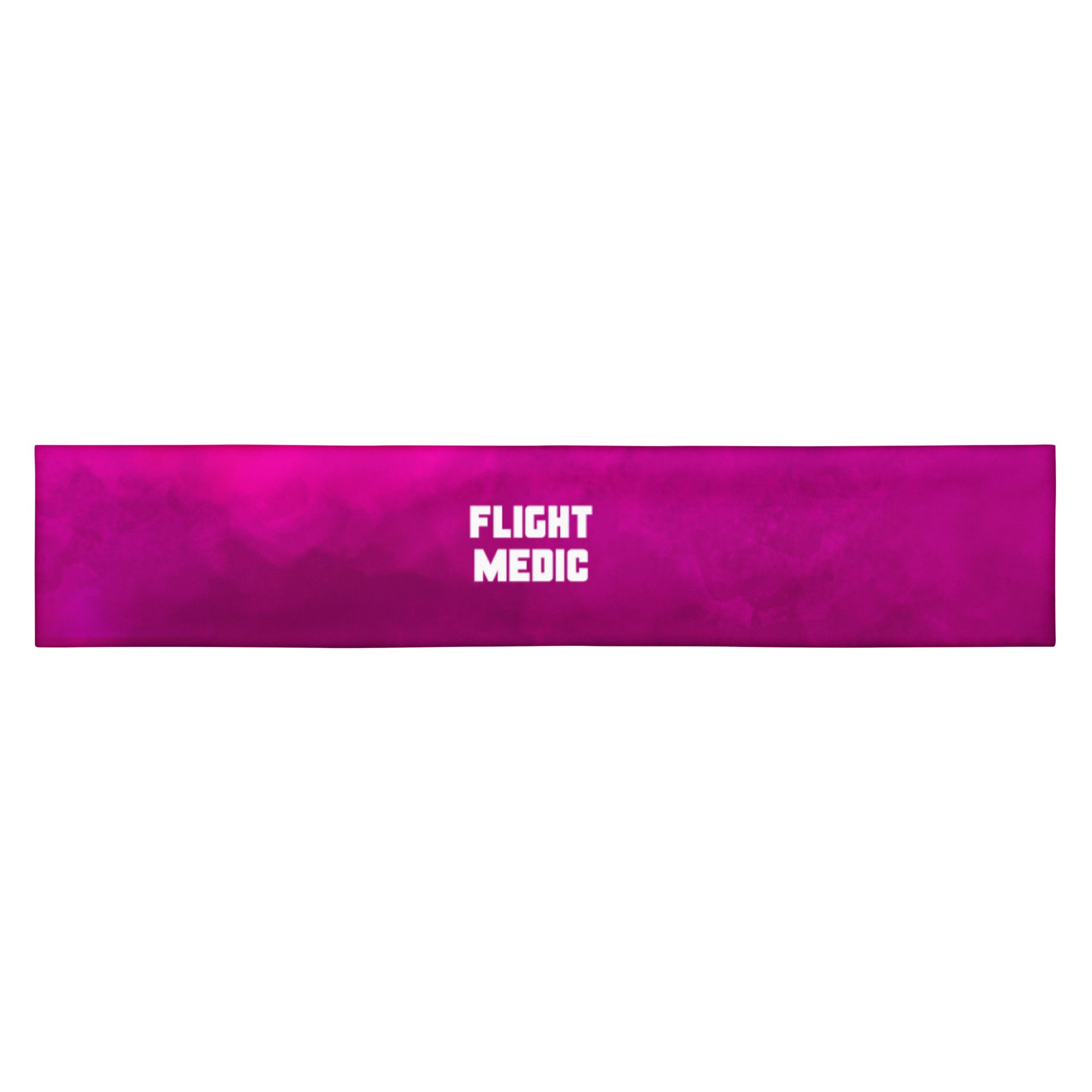 Dark pink head band with white text "flight medic" by Rotor Wash & Wear