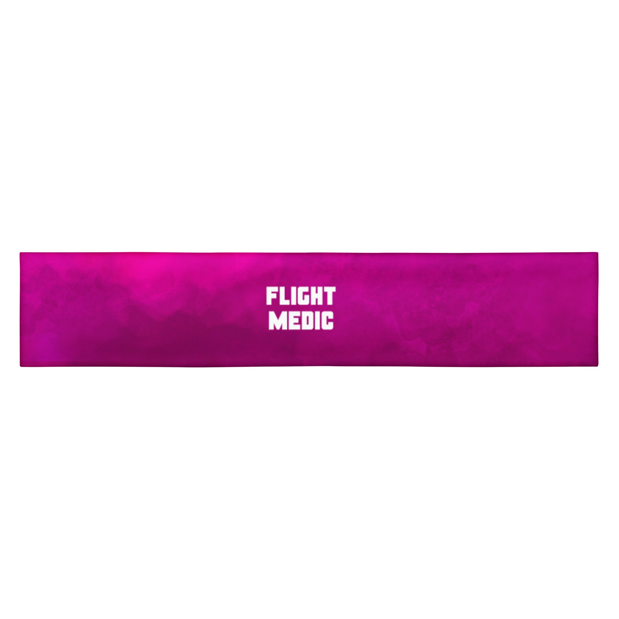 Dark pink head band with white text "flight medic" by Rotor Wash & Wear