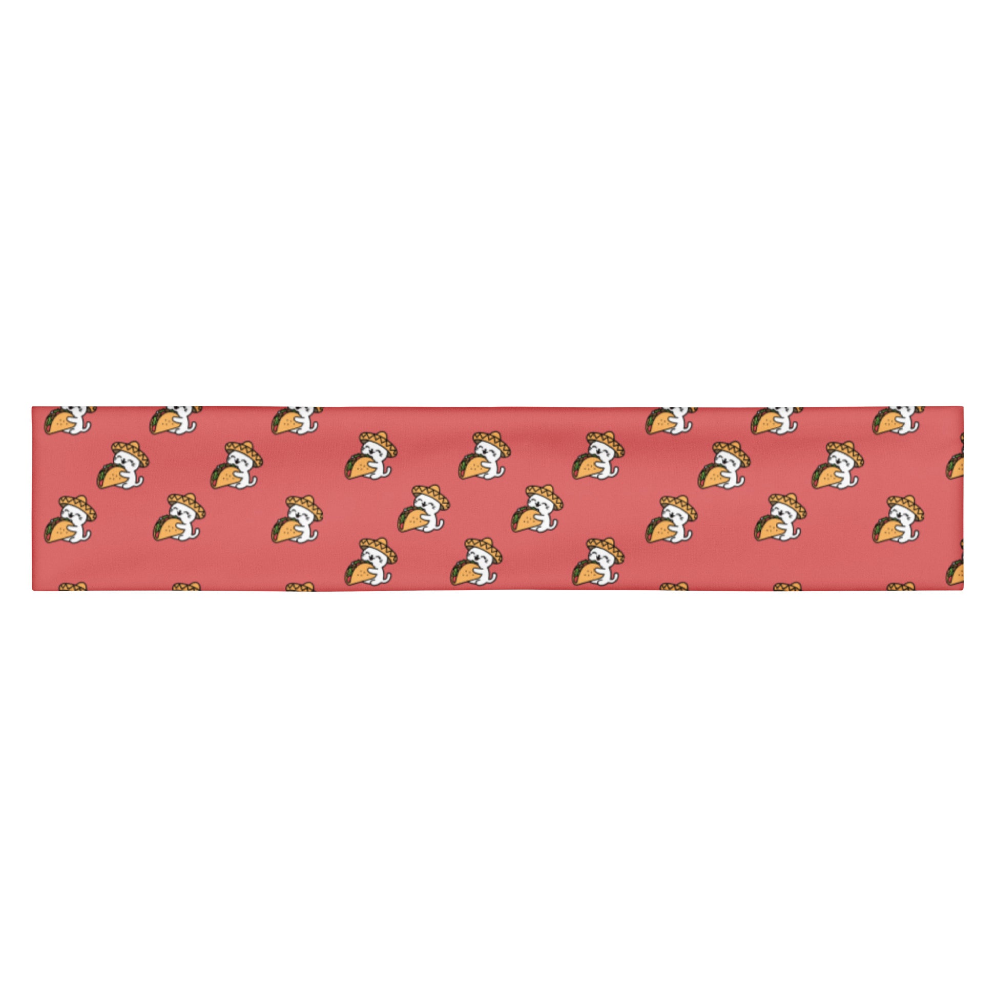 Peach headband with funny taco cat pattern by Rotor Wash & Wear