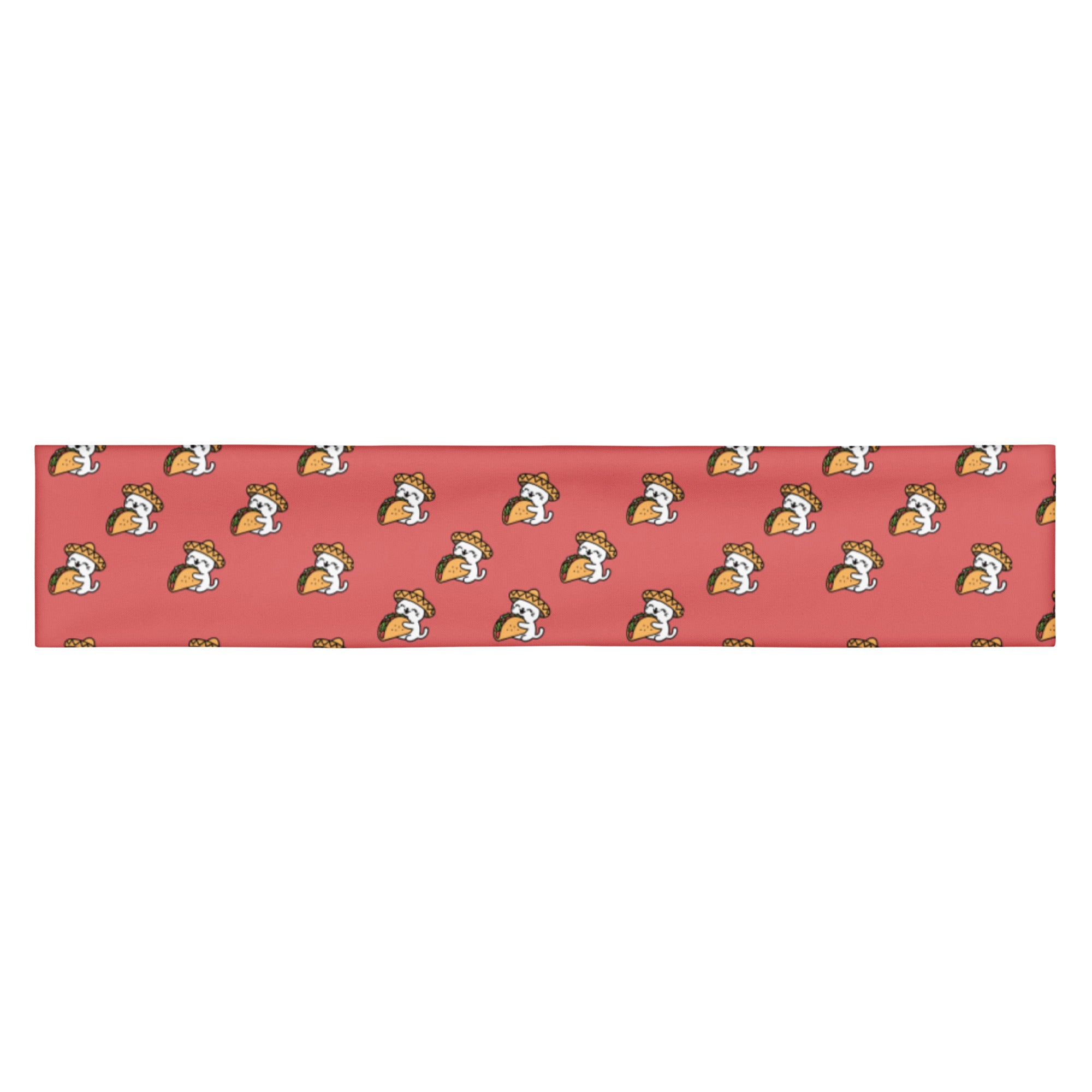 Peach headband with funny taco cat pattern by Rotor Wash & Wear