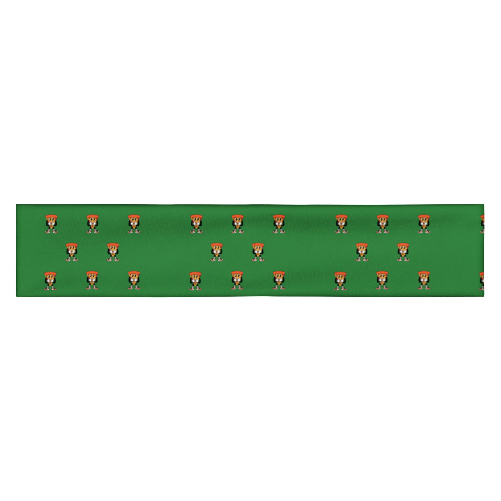 Green headband with cartoon pizza guy pattern by Rotor Wash & Wear