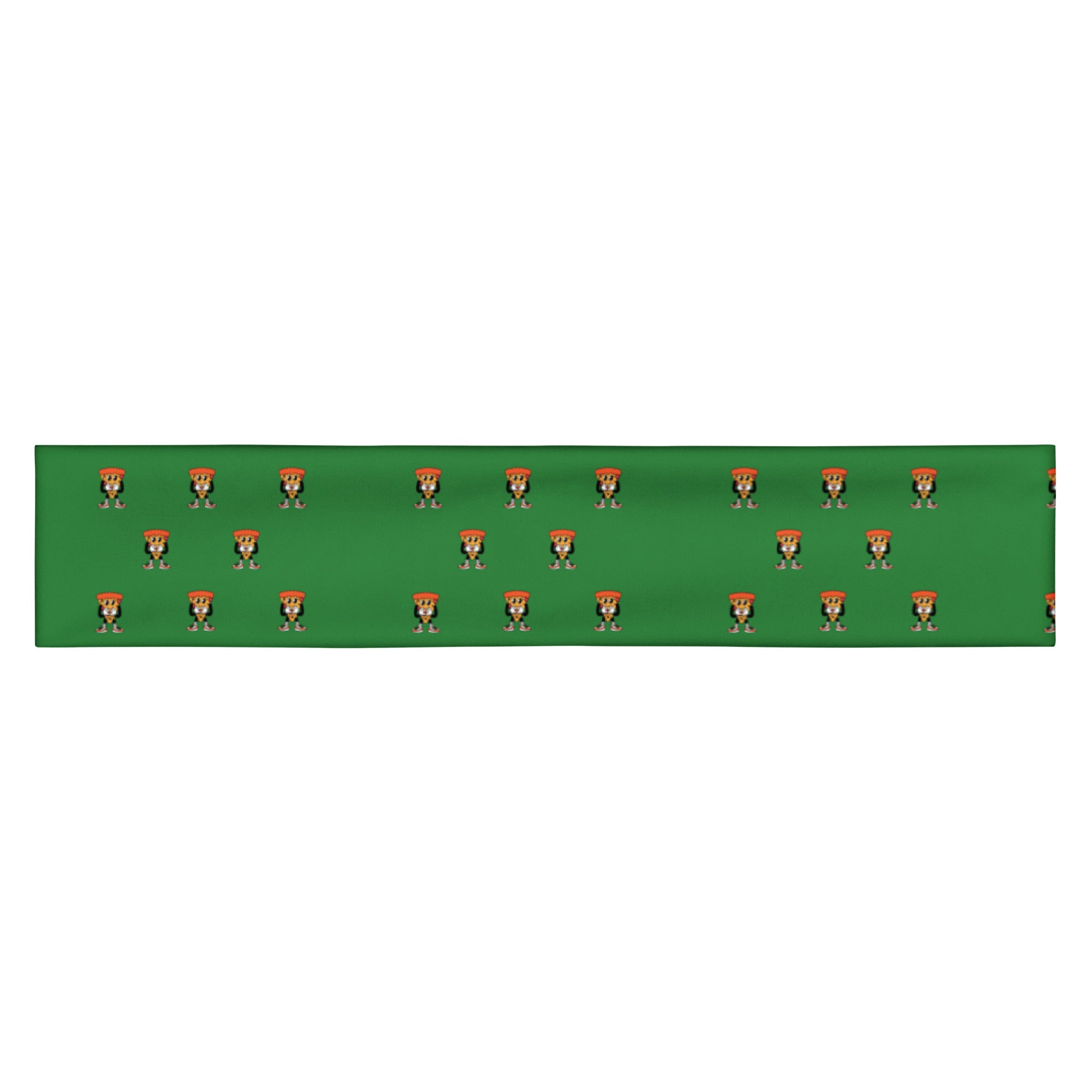 Green headband with cartoon pizza guy pattern by Rotor Wash & Wear
