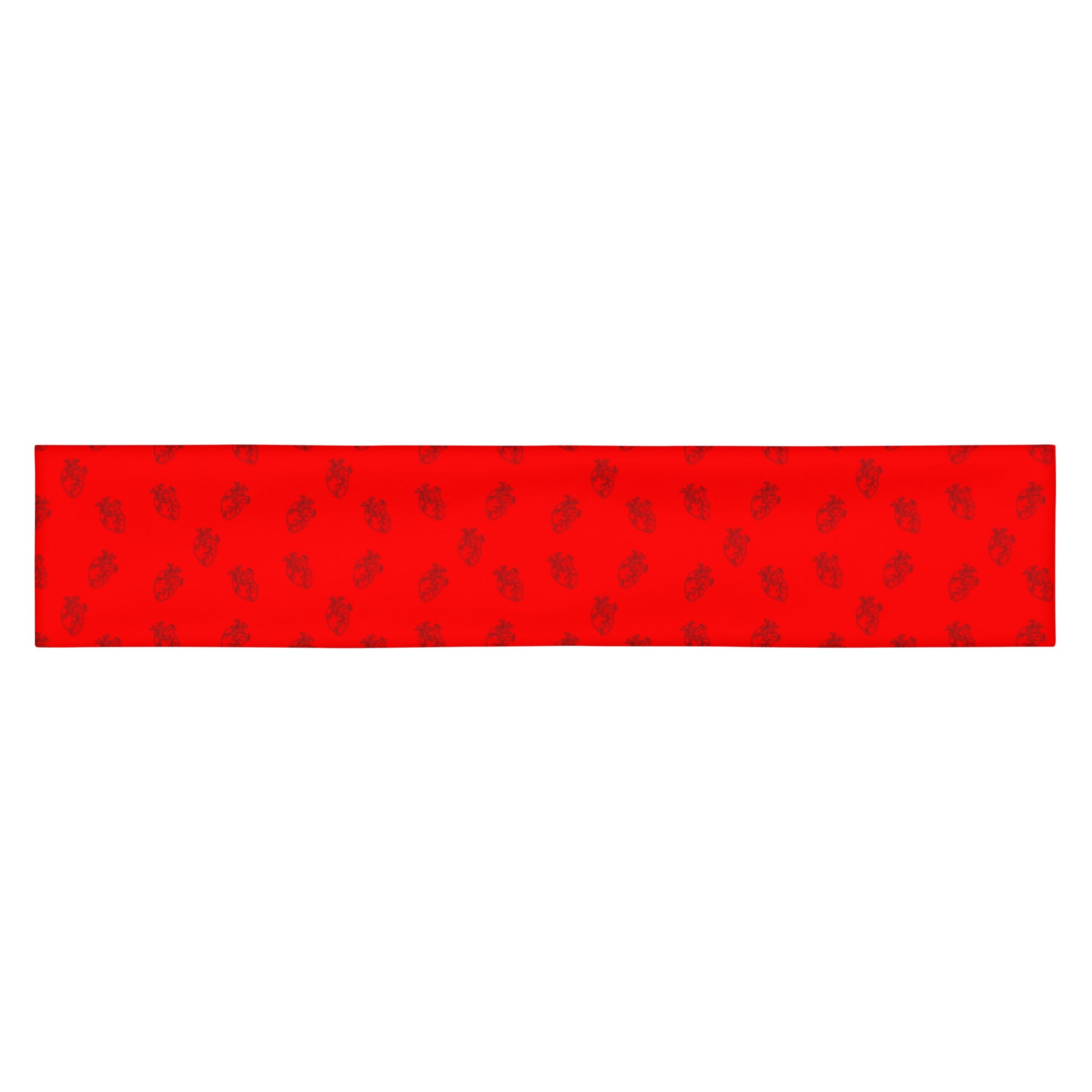 Red headband with black anatomical heart pattern by Rotor Wash & Wear