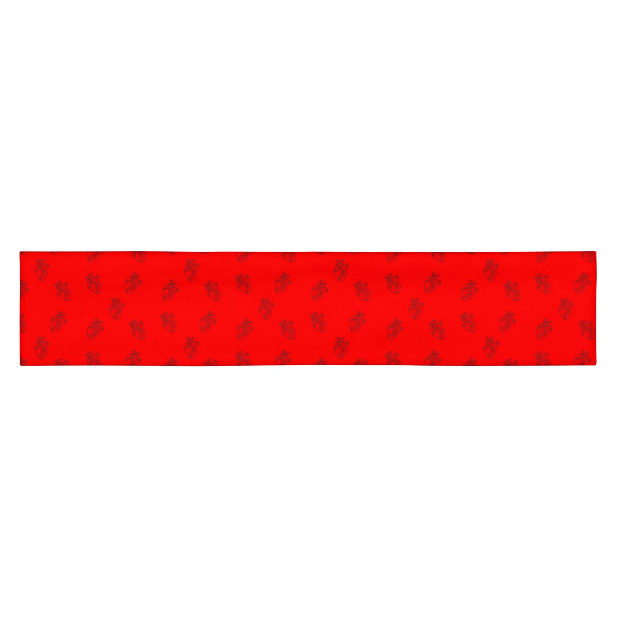 Red headband with black anatomical heart pattern by Rotor Wash & Wear