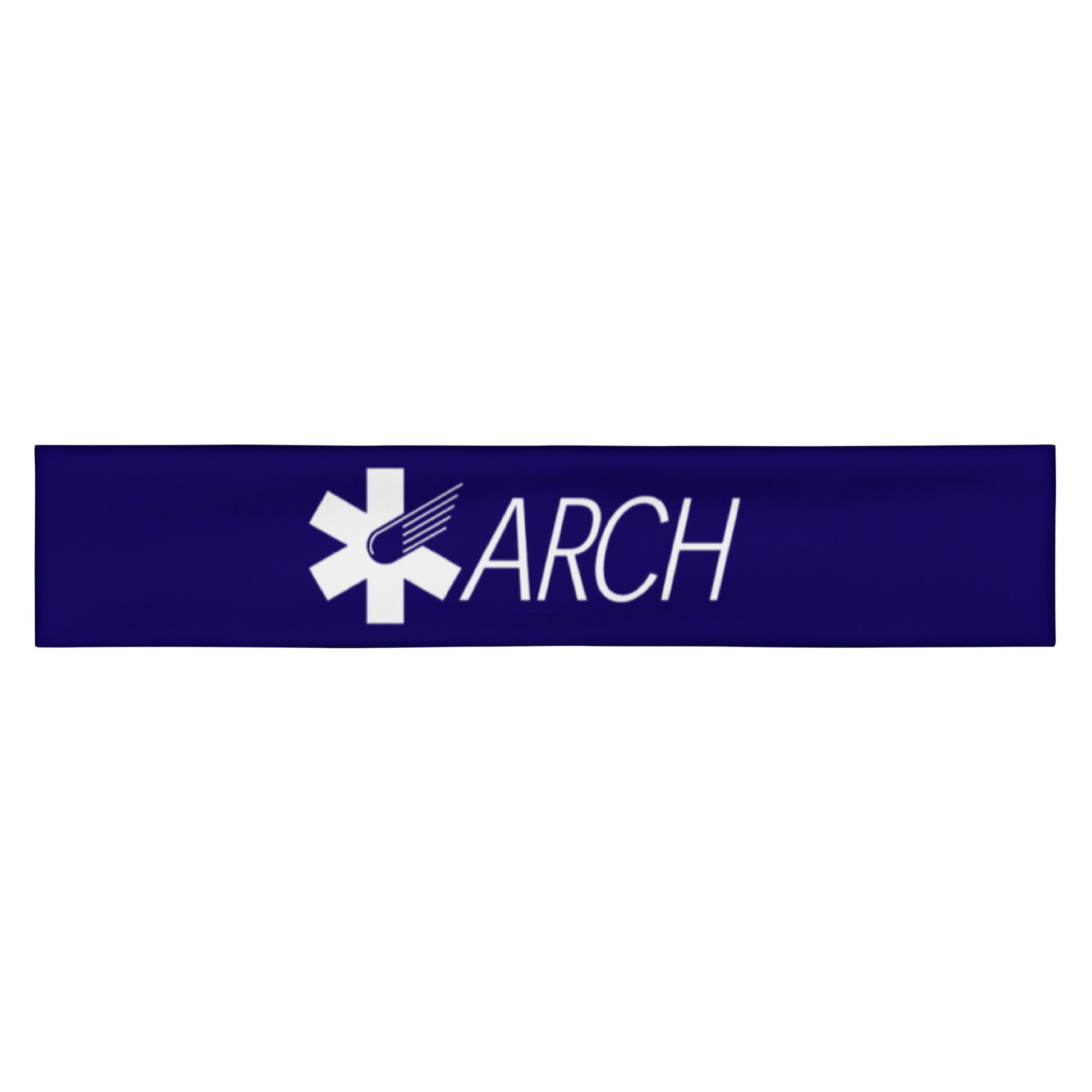 Blue headband with the Air Methods logo for ARCH flight teams by Rotor Wash & Wear
