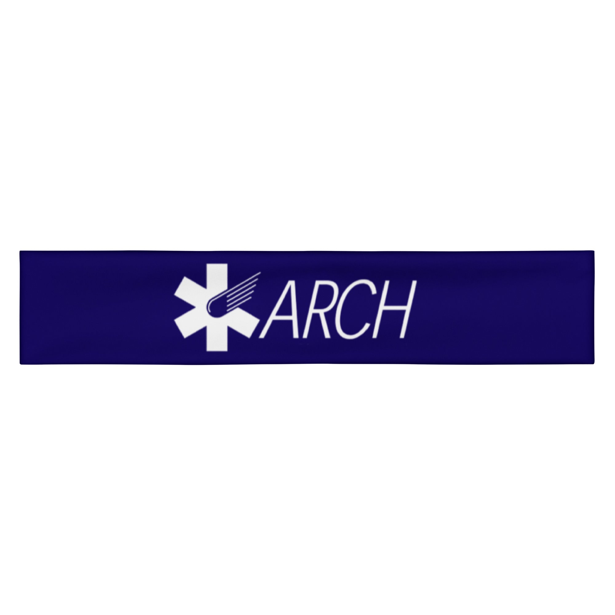 Blue headband with the Air Methods logo for ARCH flight teams by Rotor Wash & Wear