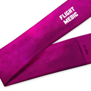 Dark pink head band with white text "flight medic" by Rotor Wash & Wear