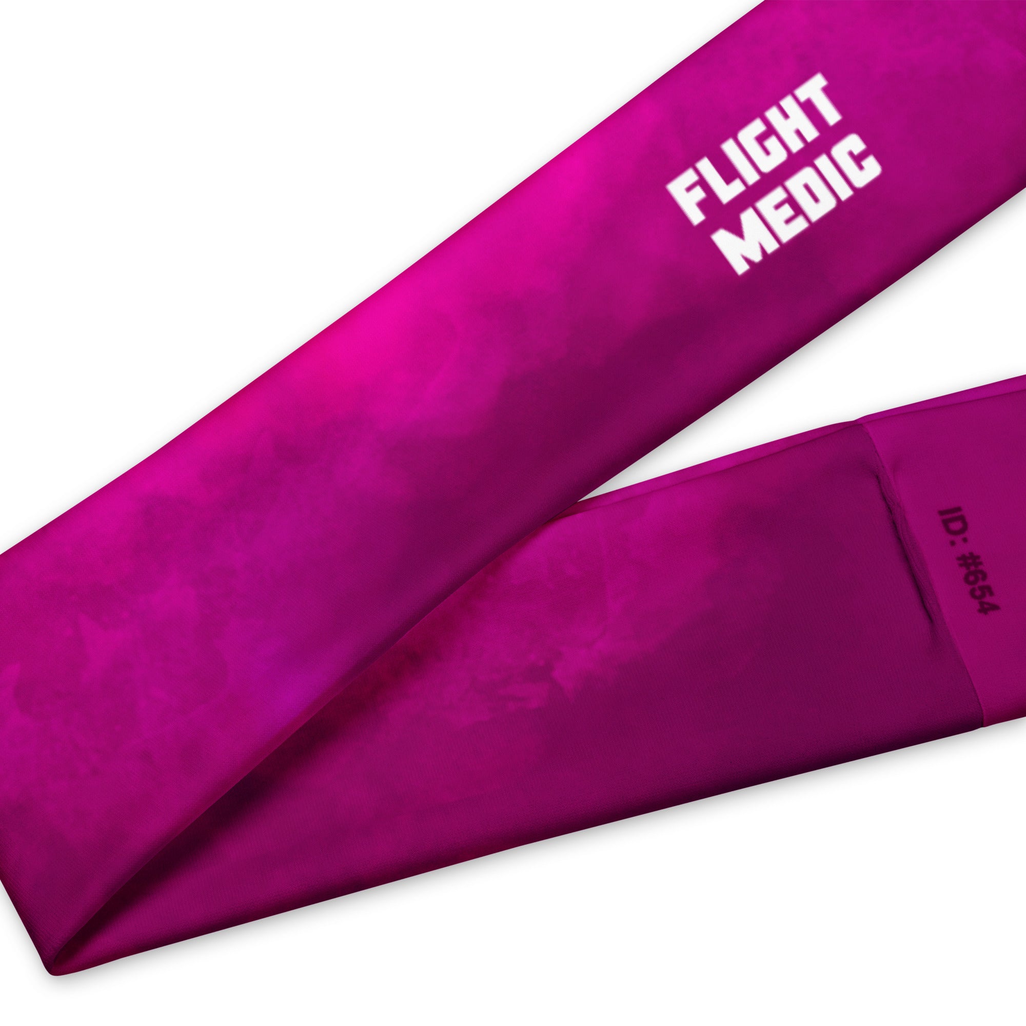 Dark pink head band with white text "flight medic" by Rotor Wash & Wear