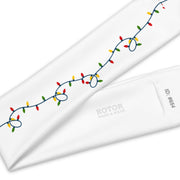White headband with string of colorful Christmas lights by Rotor Wash & Wear