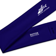 Dark blue headband with Air Evac Lifeteam logo in white by Rotor Wash & Wear