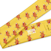 Yellow headband with funny hotdog cartoon pattern by Rotor Wash & Wear