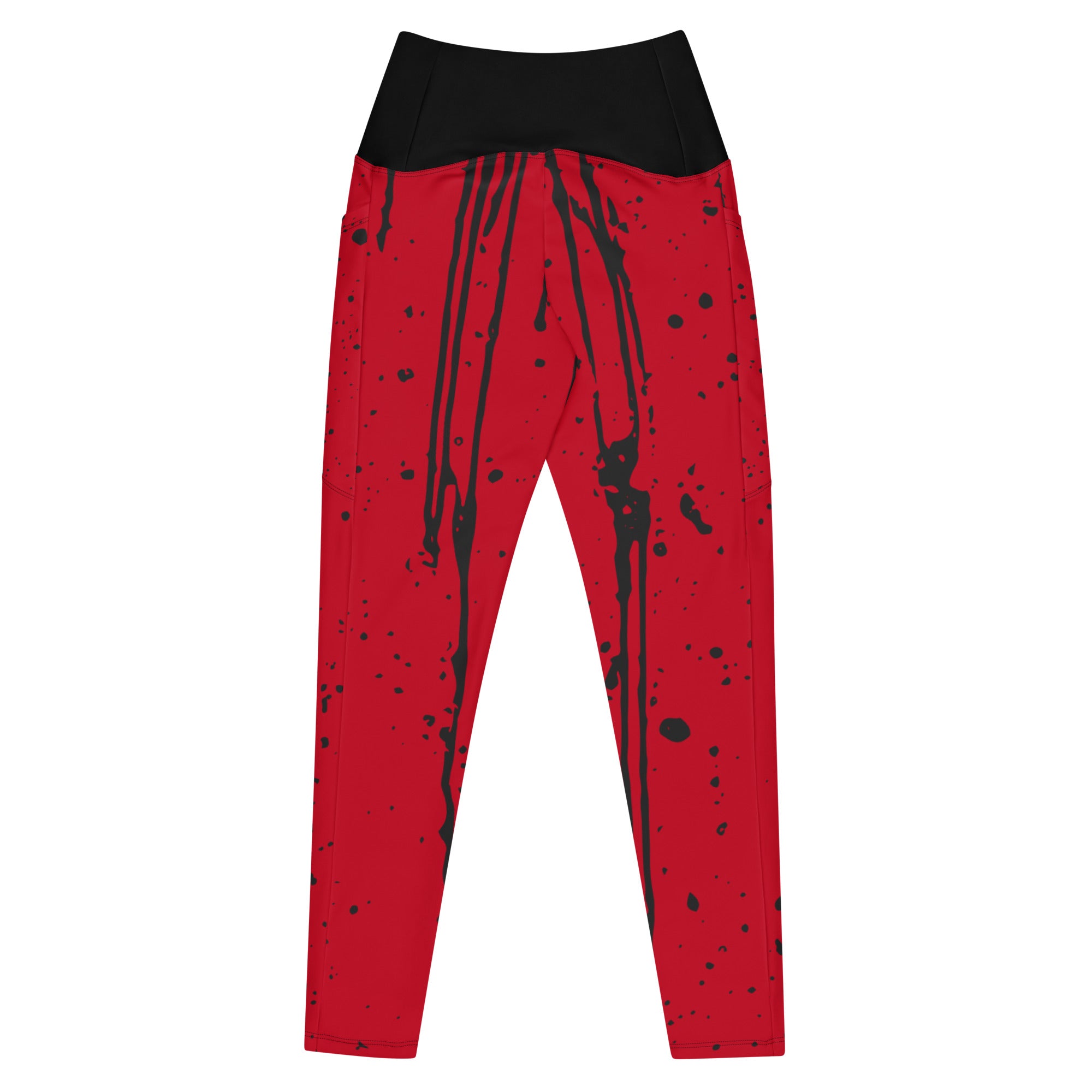 Red leggings with black splatter design by Rotor Wash & Wear