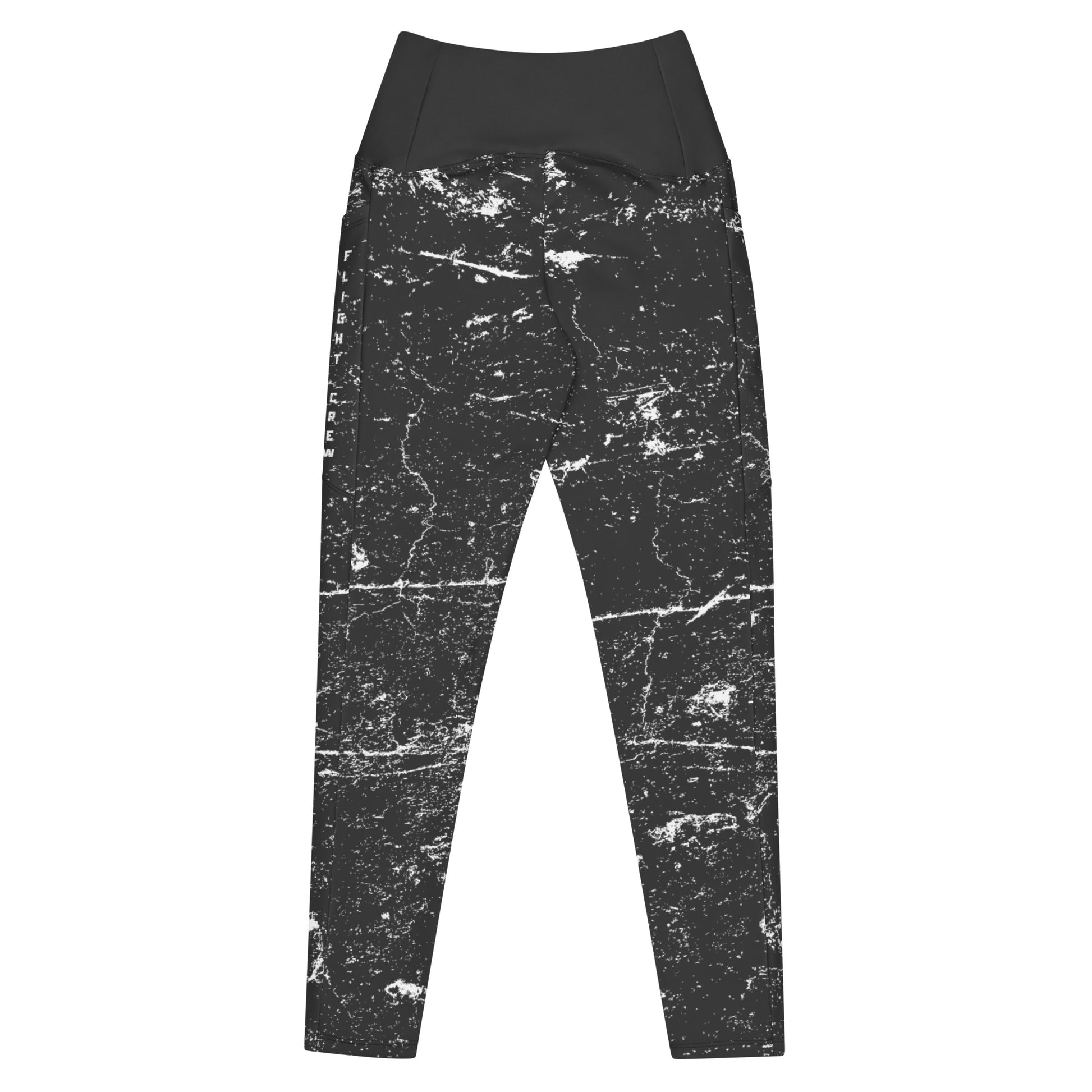 Black leggings with white abstract pattern by Rotor Wash & Wear