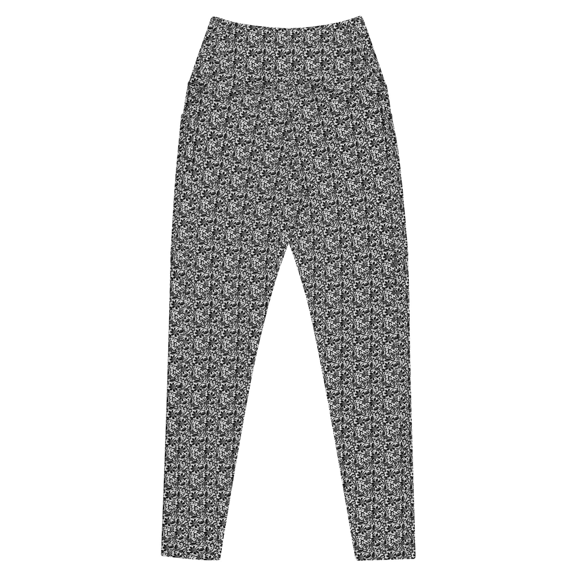 High waisted leggings with a black lace pattern by Rotor Wash & Wear