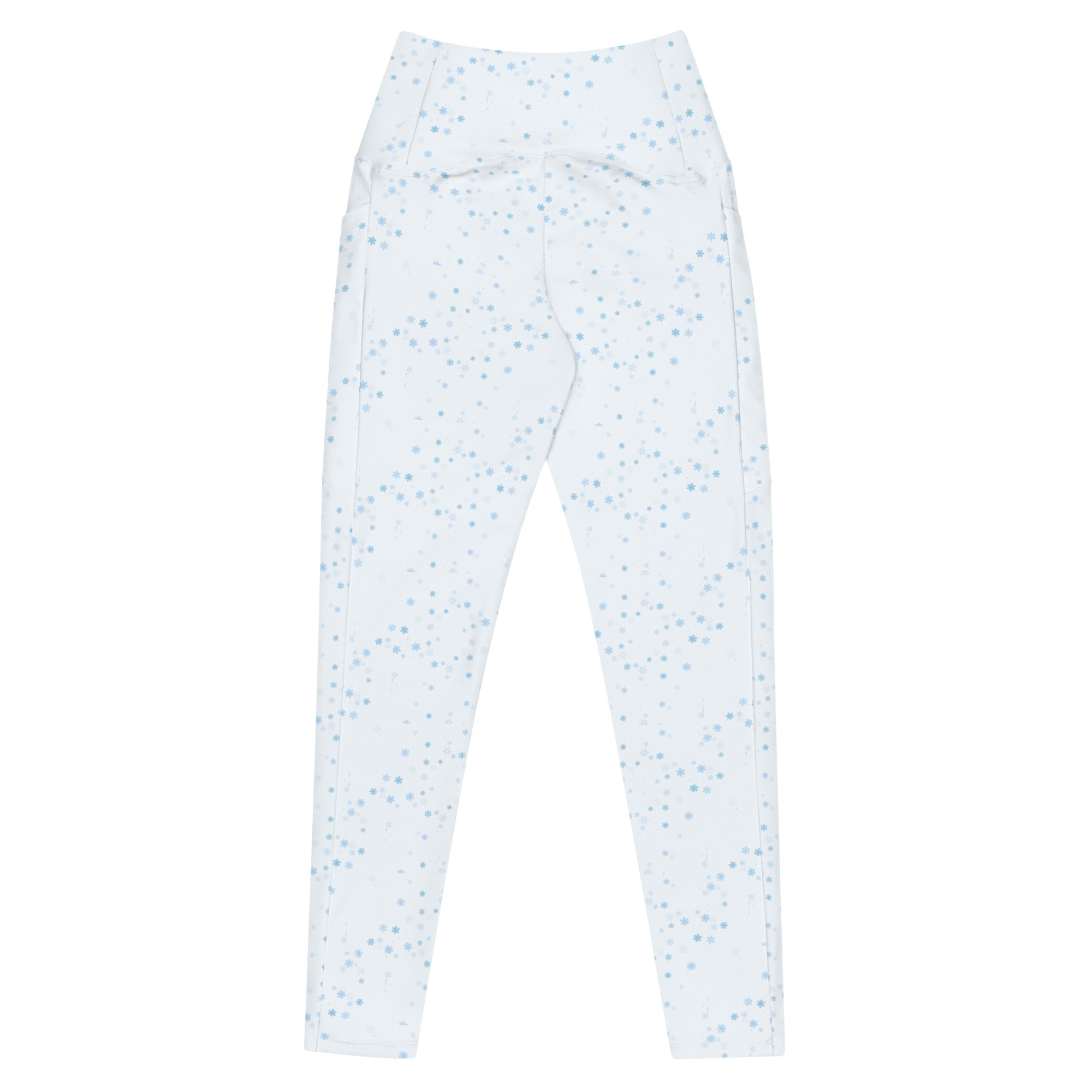 High waisted ice blue leggings with tiny snowflake pattern by Rotor Wash & Wear
