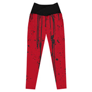 Red leggings with black splatter design by Rotor Wash & Wear