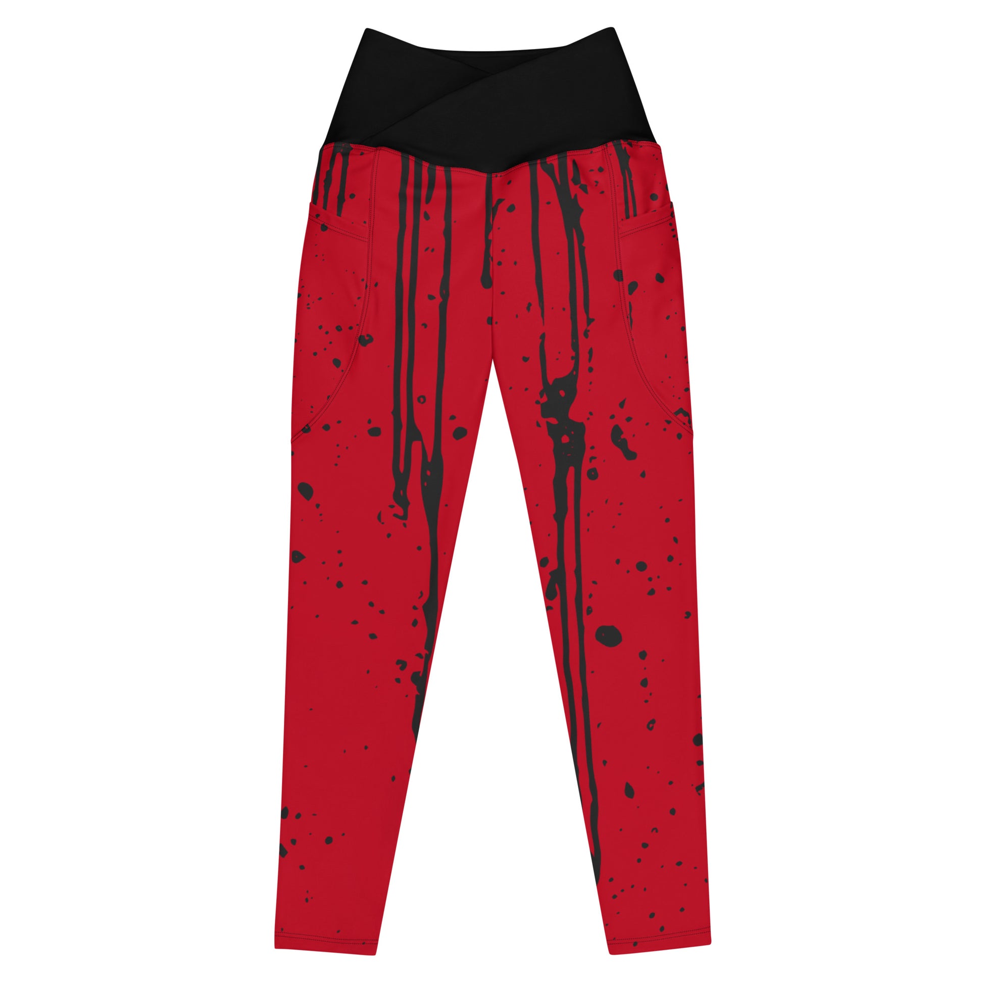 Red leggings with black splatter design by Rotor Wash & Wear