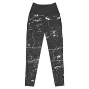 Black leggings with white abstract pattern by Rotor Wash & Wear