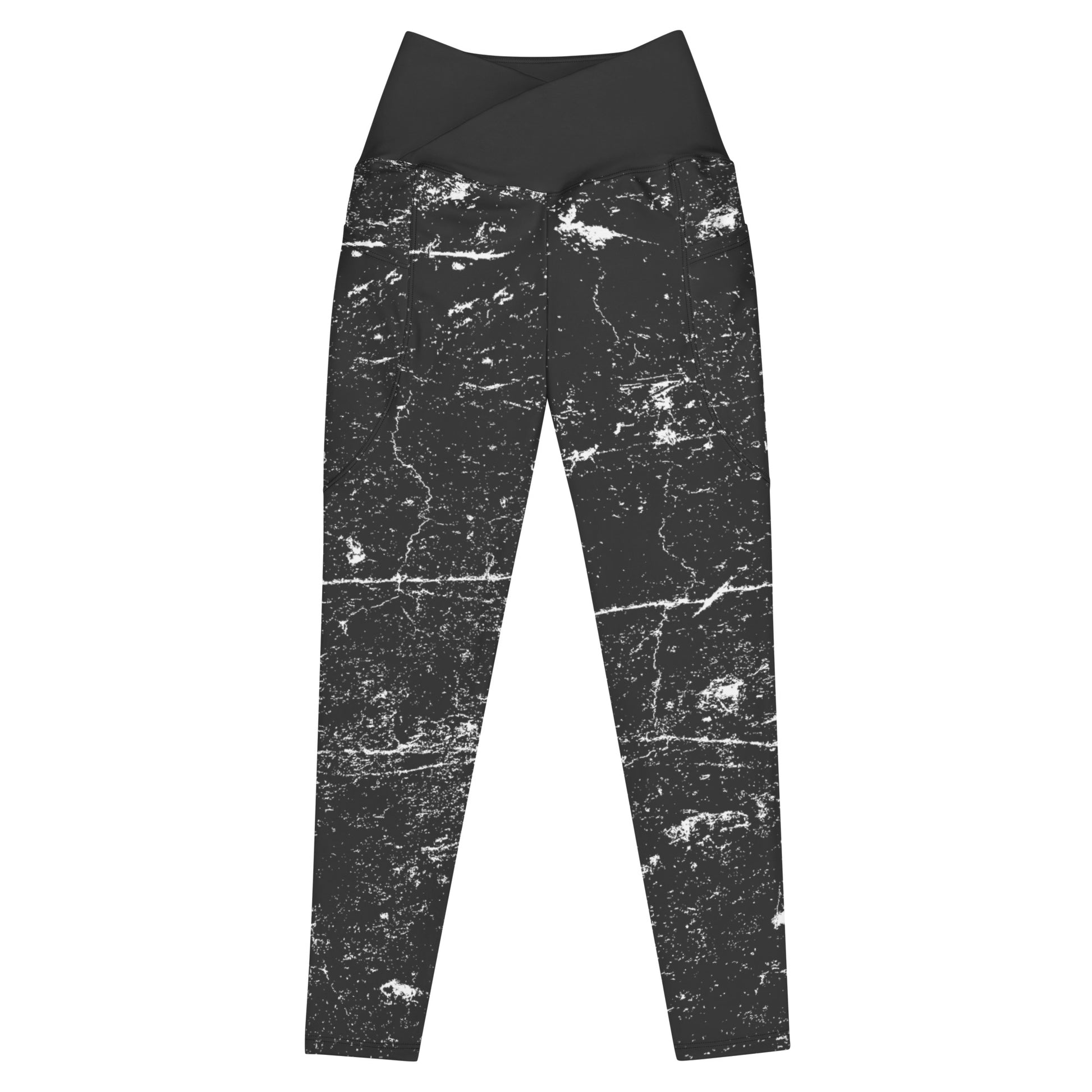 Black leggings with white abstract pattern by Rotor Wash & Wear