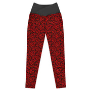 Red and black lace patterned leggings by Rotor Wash & Wear