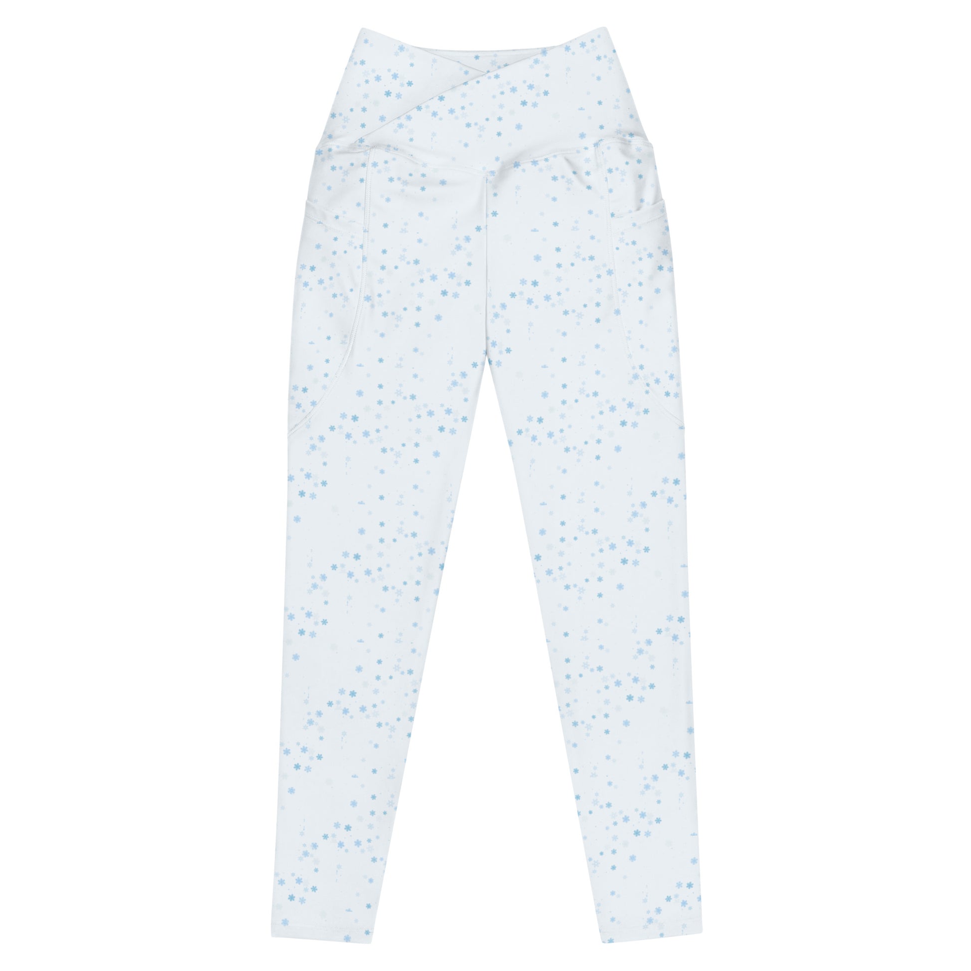 High waisted ice blue leggings with tiny snowflake pattern by Rotor Wash & Wear