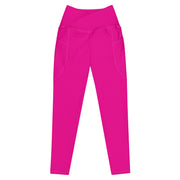 Bright pink leggings with "Flight Crew" on the back waistband by Rotor Wash & Wear