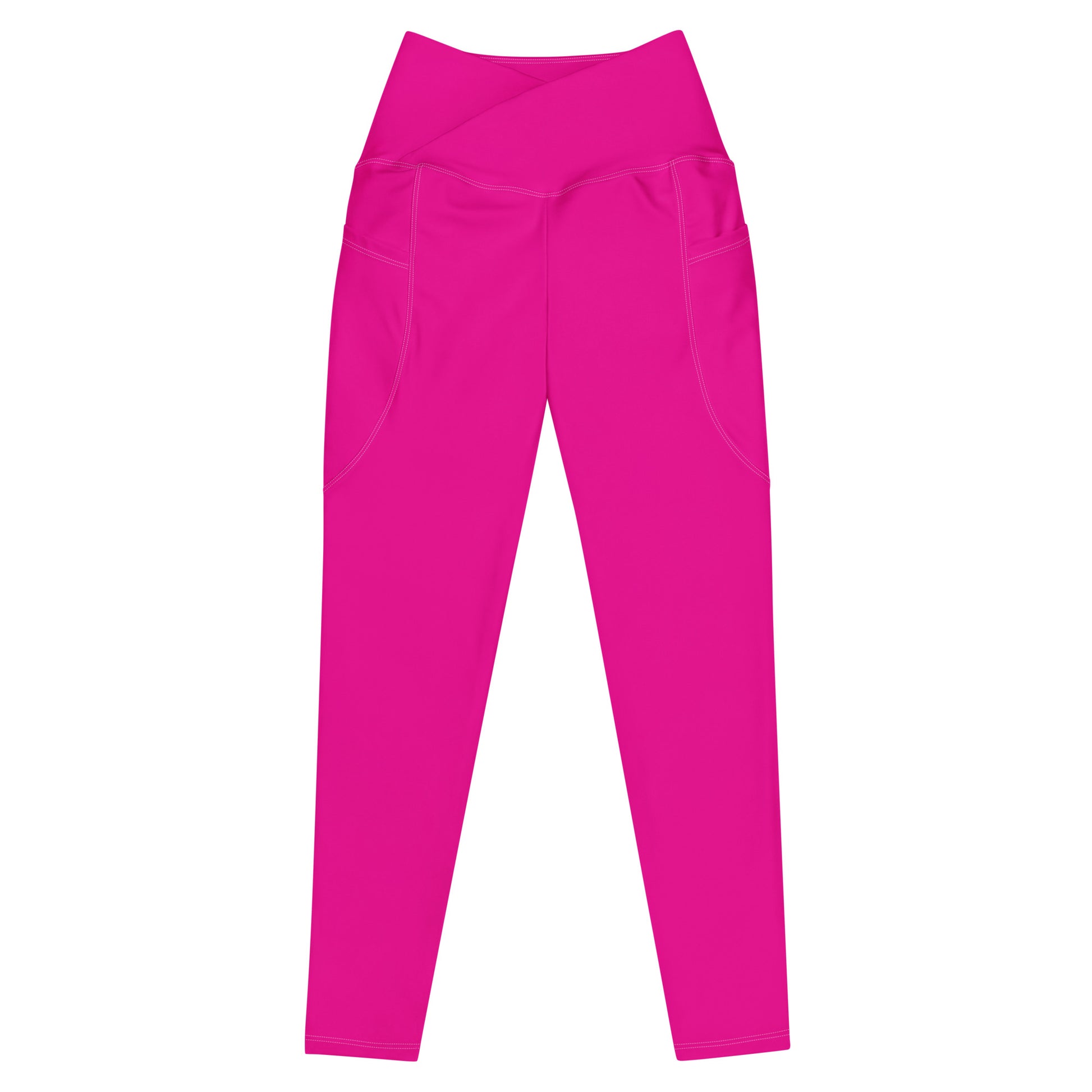 Bright pink leggings with "Flight Crew" on the back waistband by Rotor Wash & Wear
