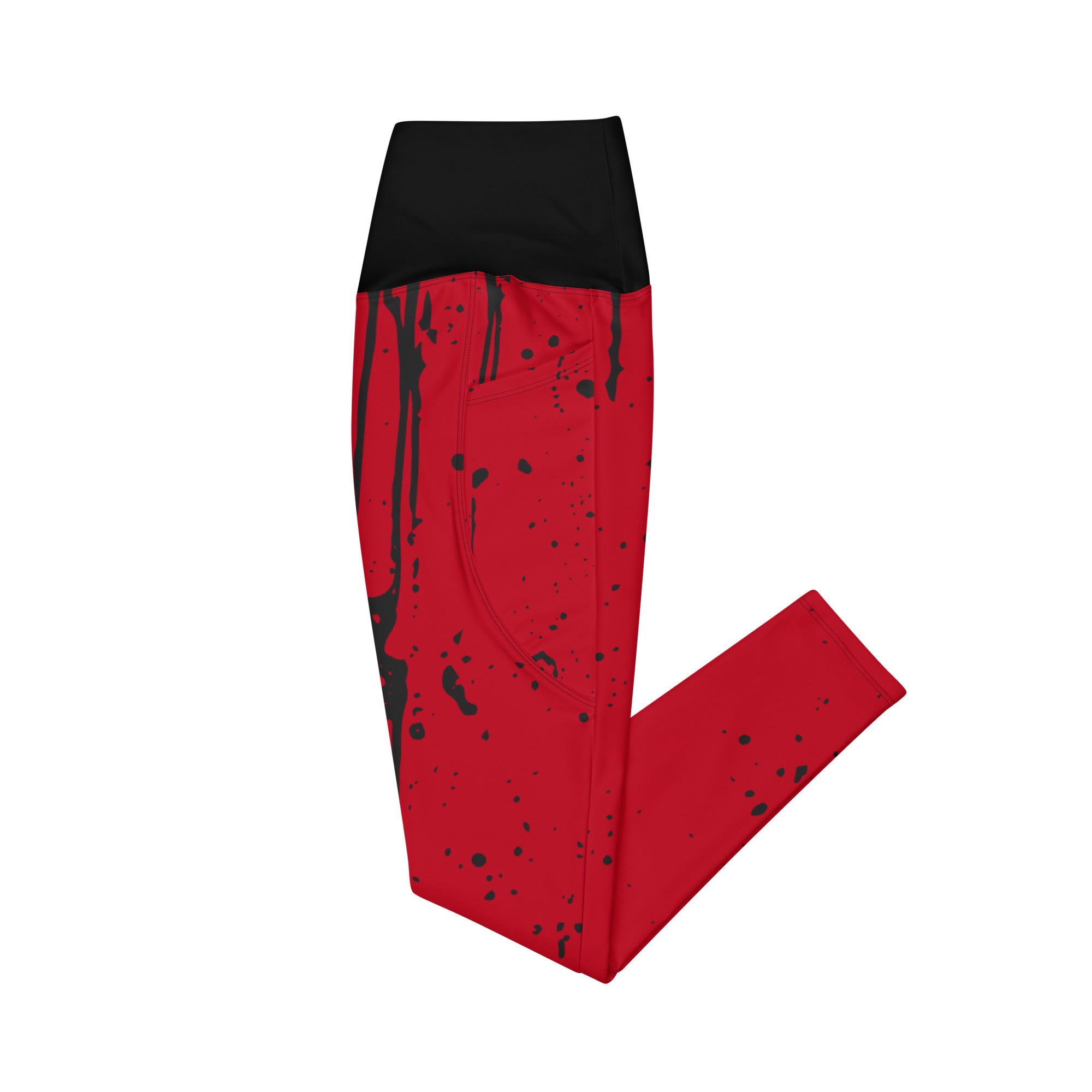 Red leggings with black splatter design by Rotor Wash & Wear