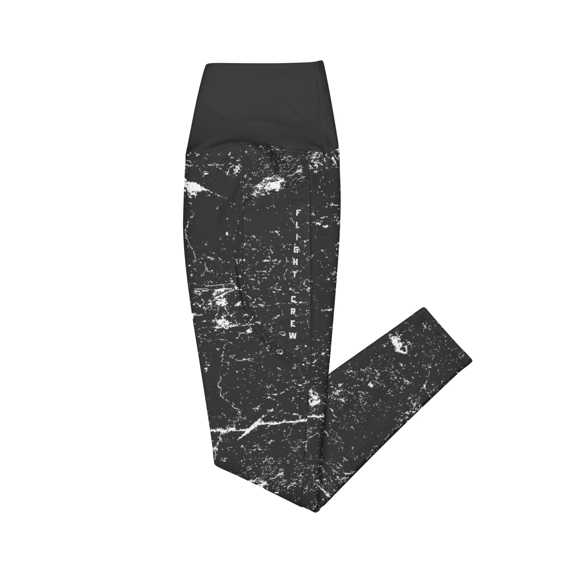 Black leggings with white abstract pattern by Rotor Wash & Wear