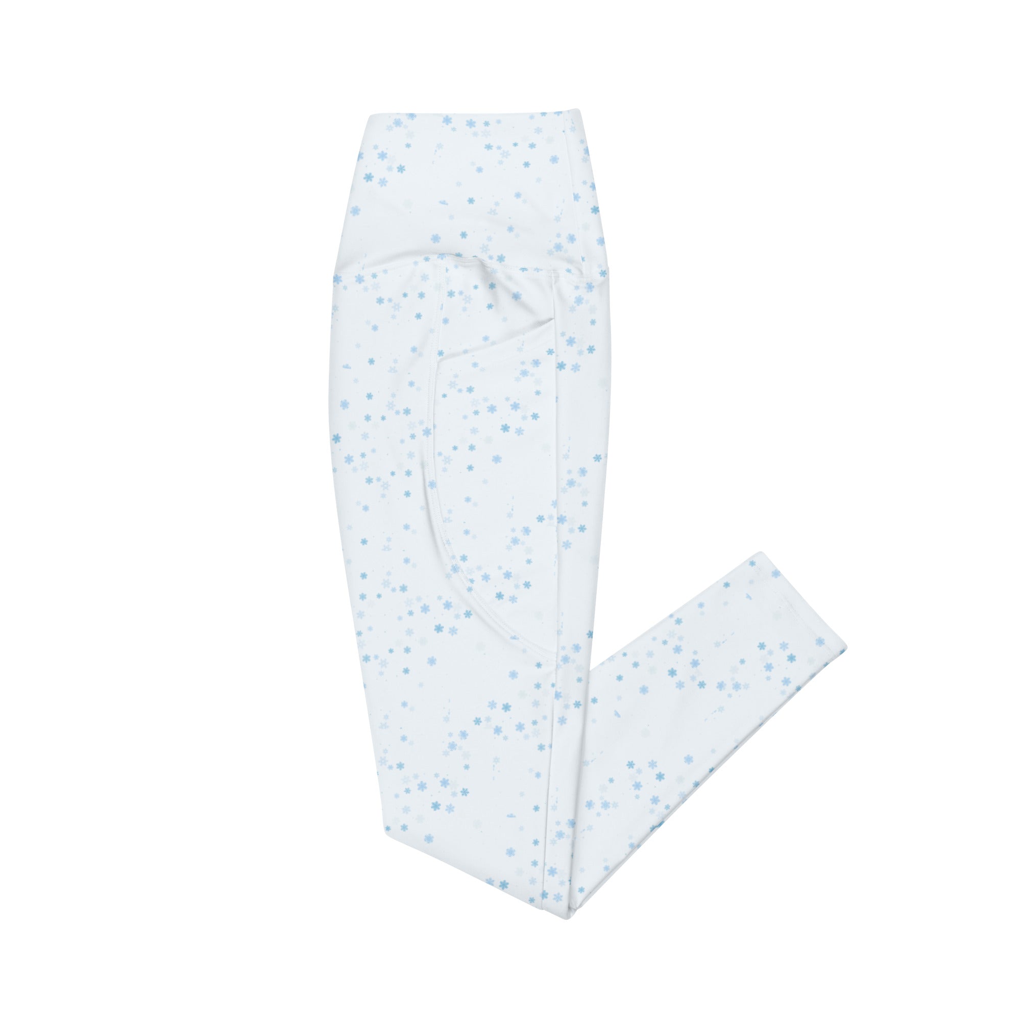 High waisted ice blue leggings with tiny snowflake pattern by Rotor Wash & Wear
