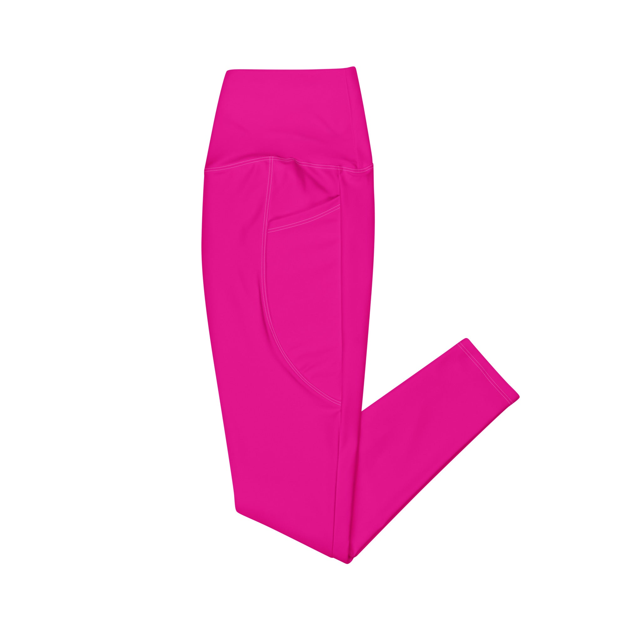 Bright pink leggings with "Flight Crew" on the back waistband by Rotor Wash & Wear