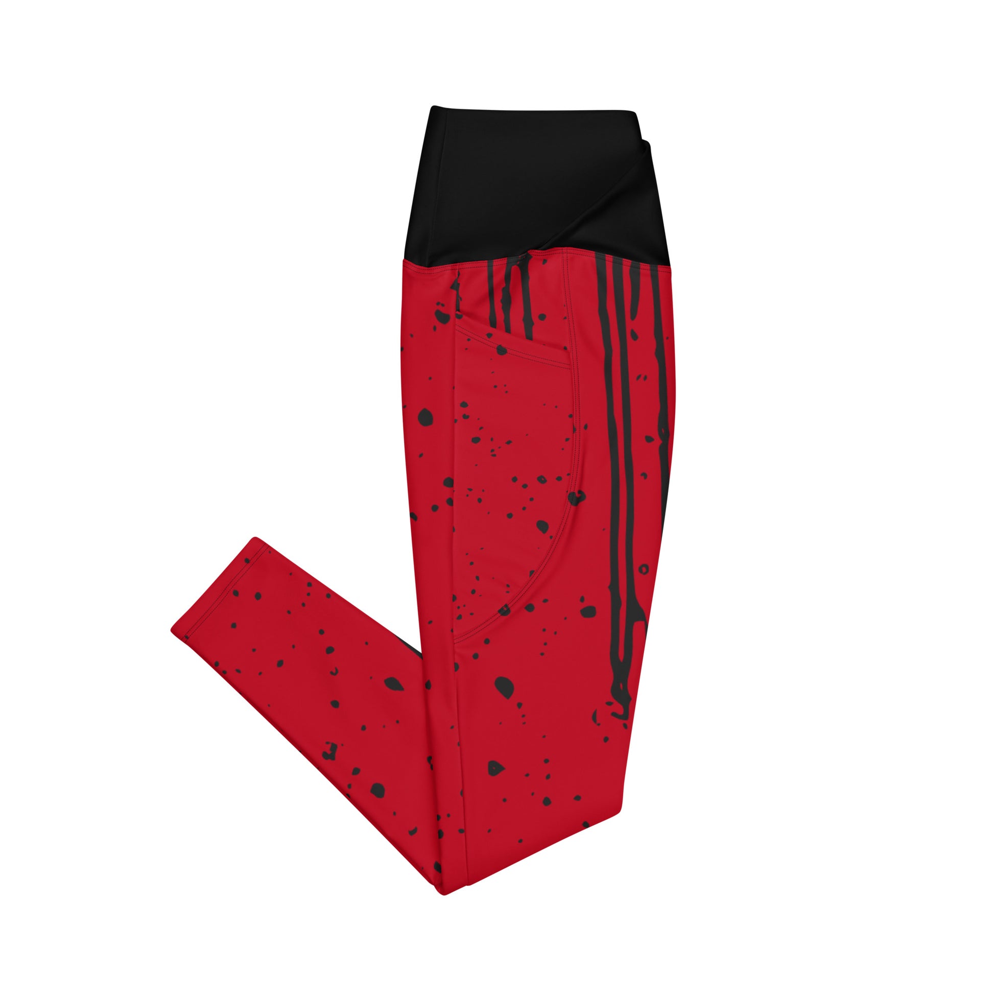 Red leggings with black splatter design by Rotor Wash & Wear