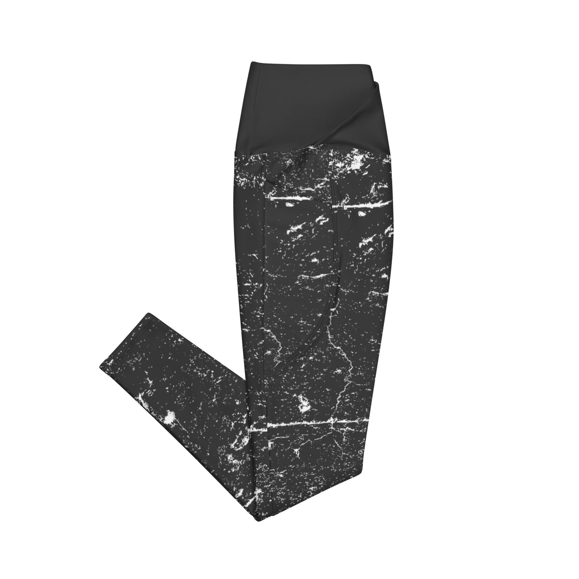 Black leggings with white abstract pattern by Rotor Wash & Wear