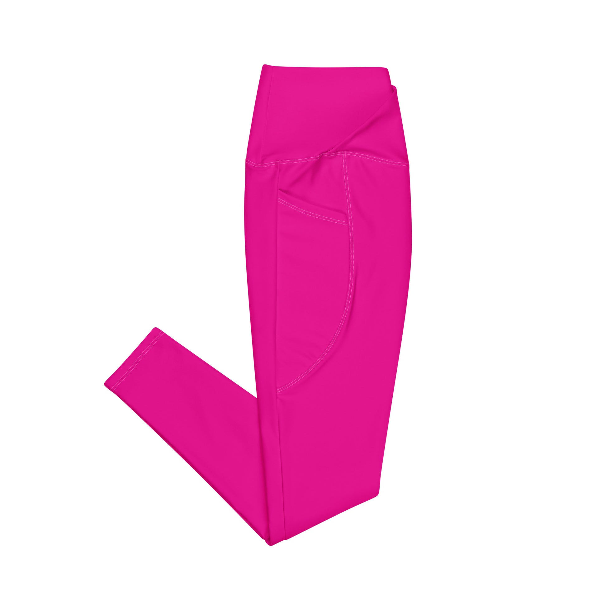 Bright pink leggings with "Flight Crew" on the back waistband by Rotor Wash & Wear